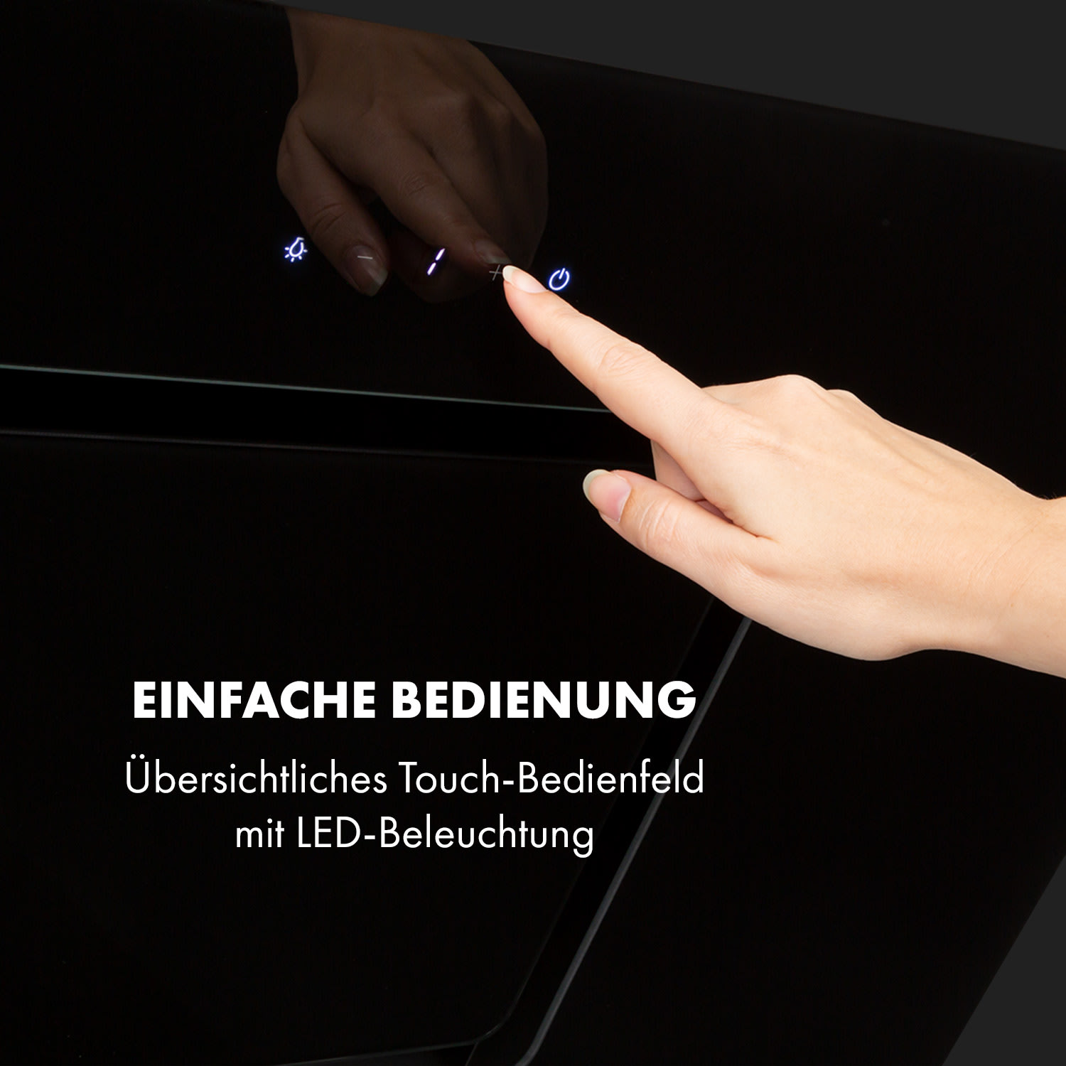 Sofia 90 Dunstabzugshaube kopffrei 300 m³/h Touch-Control Glasfront 