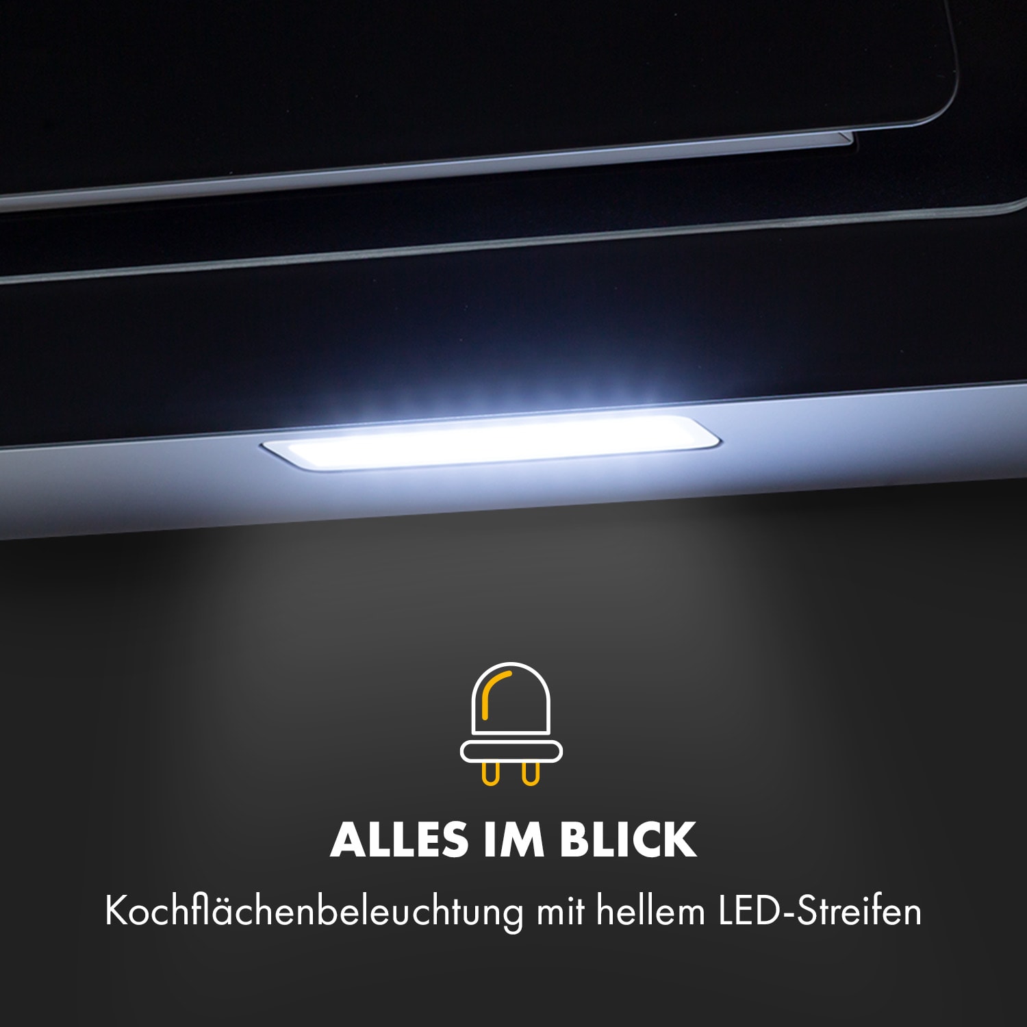 Sofia 90 Dunstabzugshaube kopffrei 300 m³/h Touch-Control Glasfront 