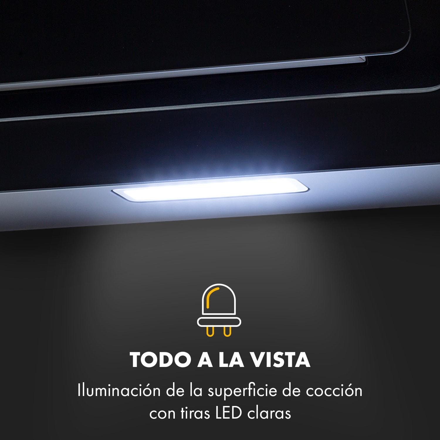 Sofia 90 Campana extractora de 300 m³/h Panel de control táctil Parte frontal de vidrio Negra 