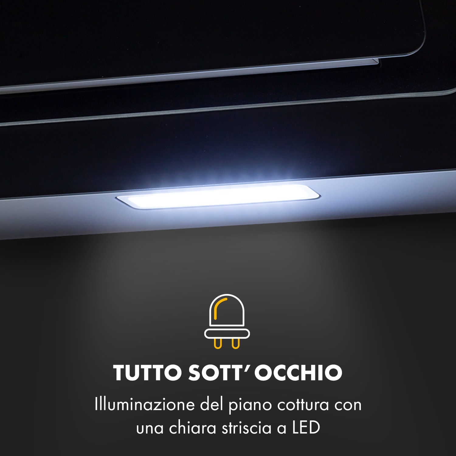 Sofia 90 Cappa Aspirante 300 m³/h Touch-Control Frontale in Vetro nero 