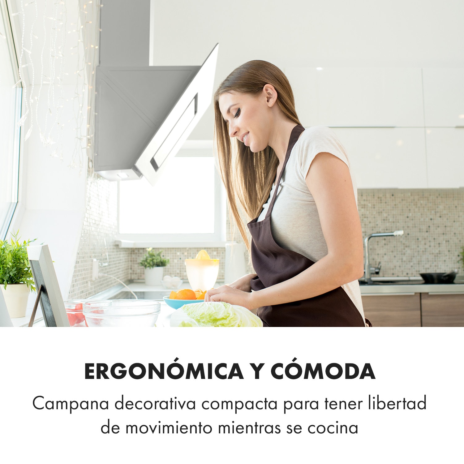 Sofia 90 Campana extractora de 300 m³/h Panel de control táctil Parte frontal de vidrio Blanca 90 cm | Blanco