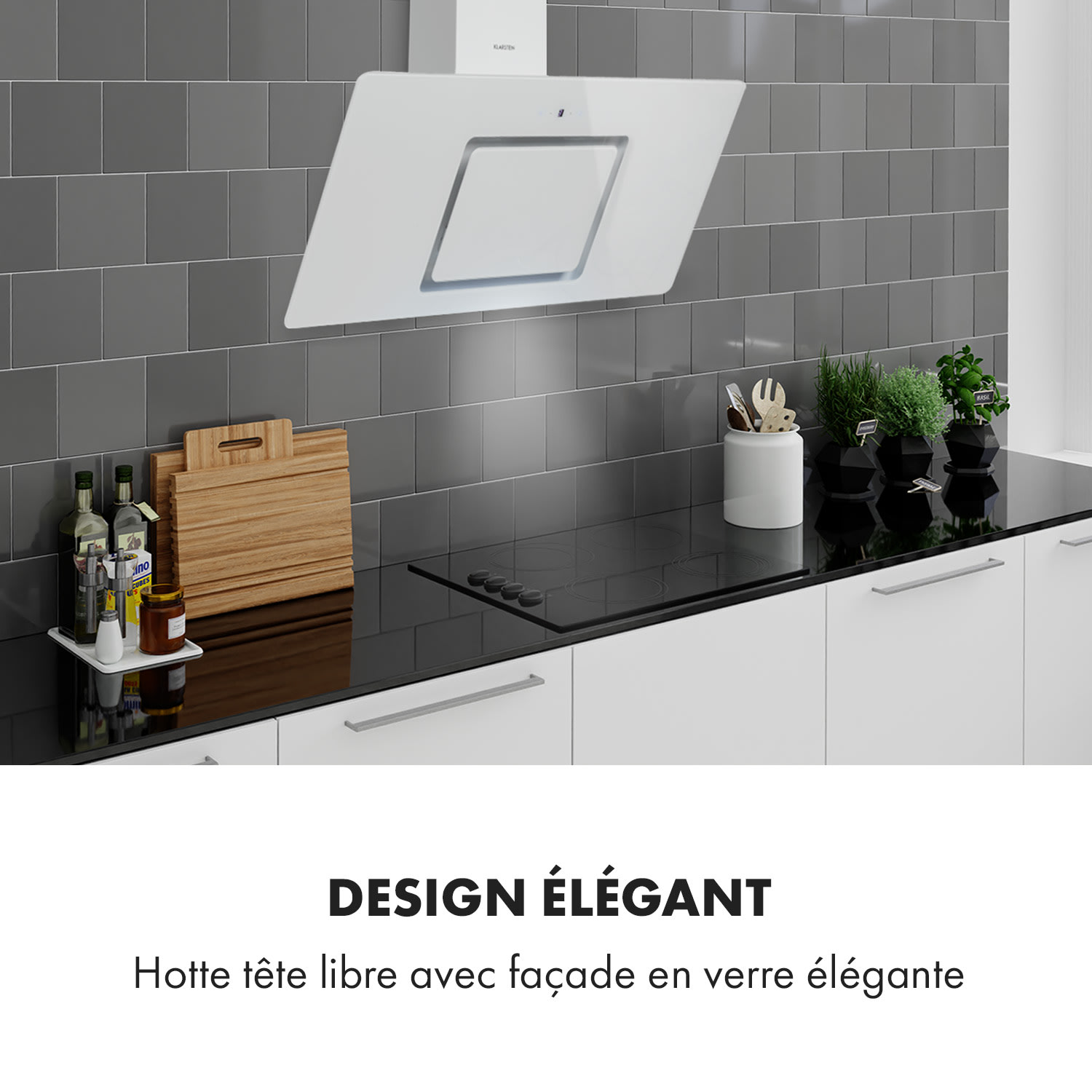 Sofia 90 Hotte murale 90cm 300 m³/h Touch-Control façade vitrée - blan 90 cm | Bijela
