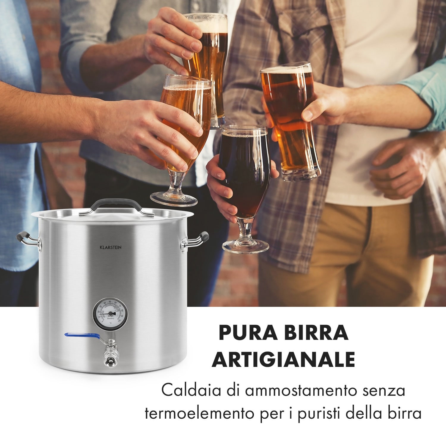 Brauheld Pur 25 paiolo di ammostamento 25 litri senza elemento riscaldante acciaio inox 25 L