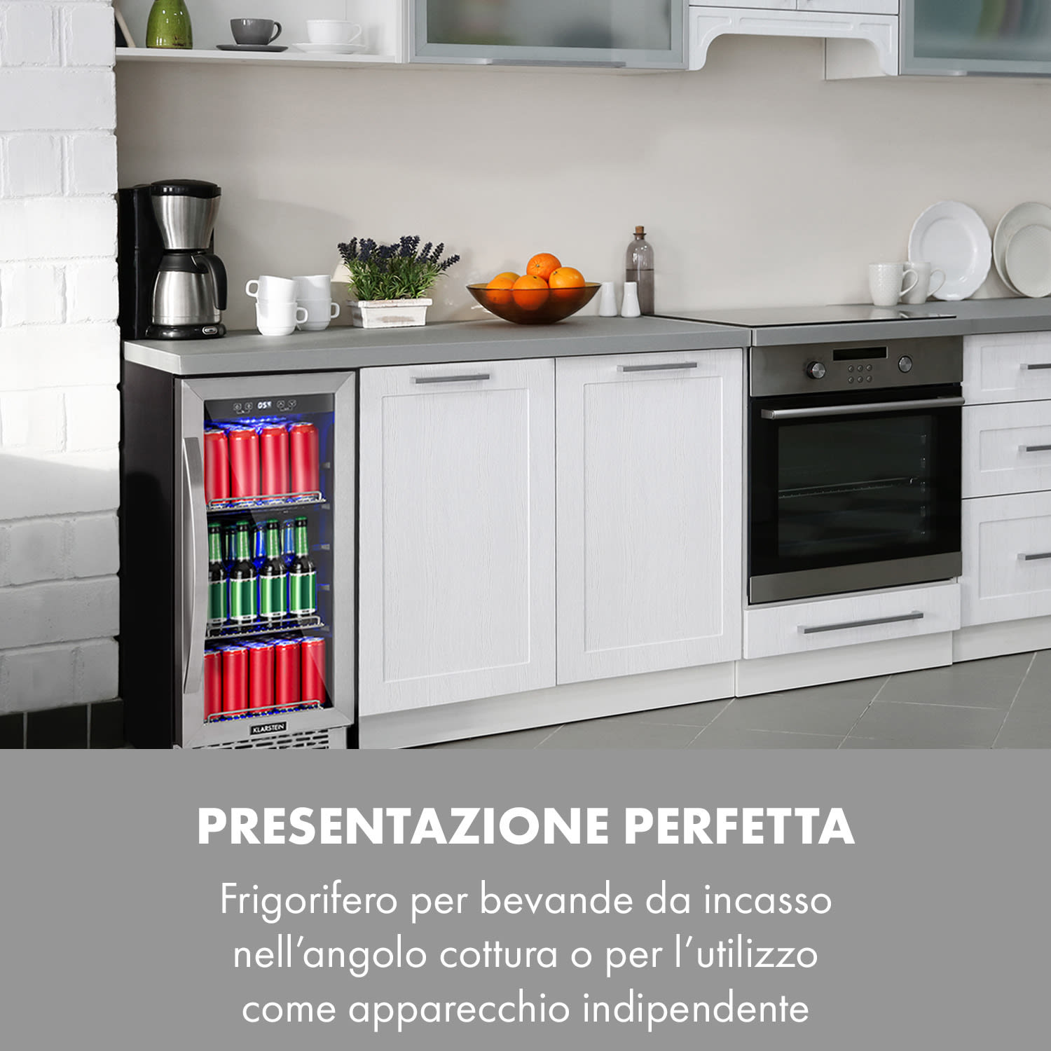 Beerlager 86 - Frigorifero per bevande, 86 l, 33 bottiglie Sportello di vetro, pannello di controllo touch, acciaio inox 86 Ltr
