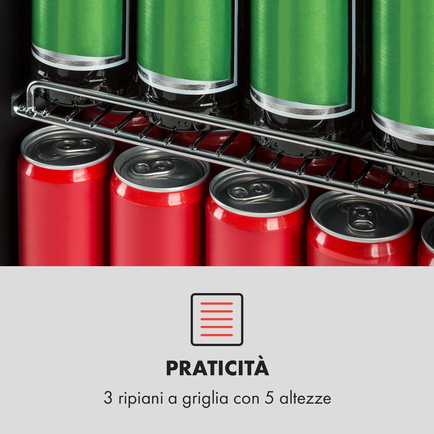 Beerlager 86 - Frigorifero per bevande, 86 l, 33 bottiglie Sportello di vetro, pannello di controllo touch, acciaio inox 86 Ltr