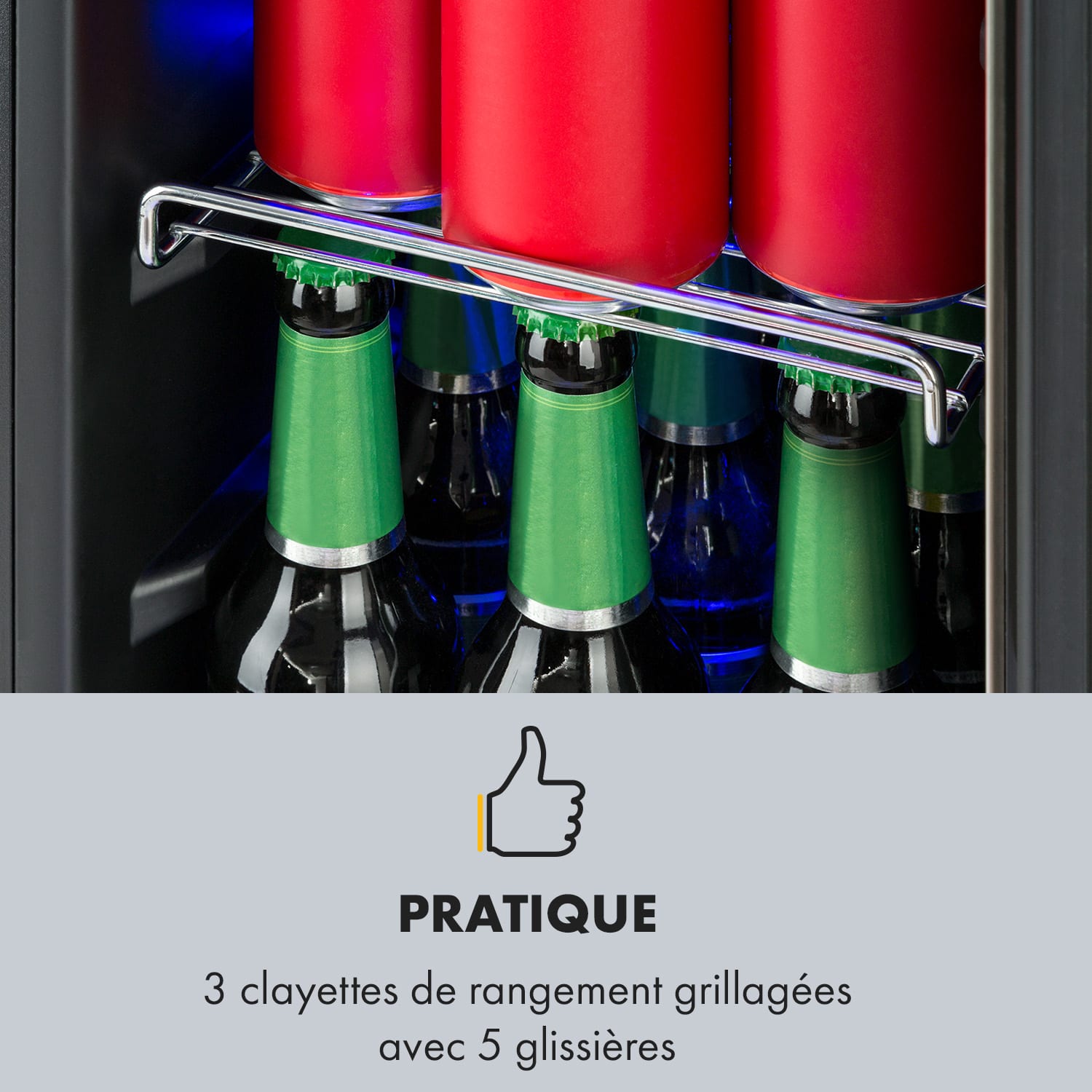Beerlager 56 Réfrigérateur à boissons 56 L 20 bt Porte vitrée Panneau de commande tactile Acier inoxydable 56 L