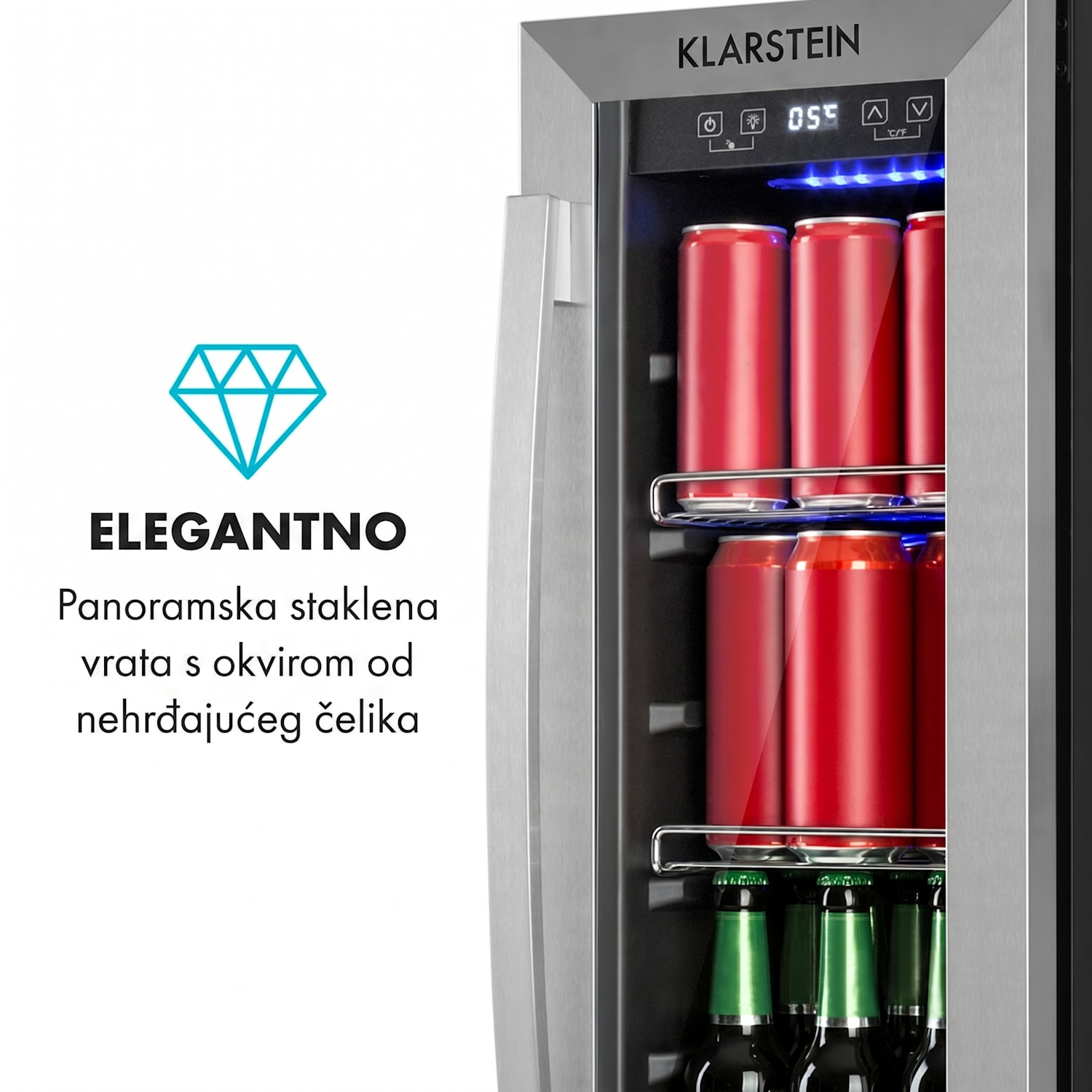 Beerlager 56, hladnjak za napitke, 56 L, 20 boca, energetska klasa G, nehrđajući čelik, crni 56 L