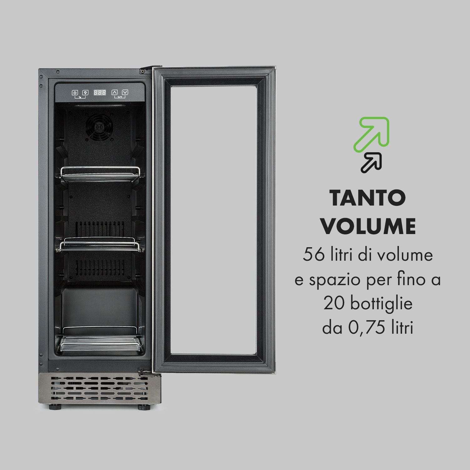 Beerlager 56 - Frigorifero per bevande, 56 l, 20 bottiglie Sportello di vetro, pannello di controllo touch, acciaio inox 56 l