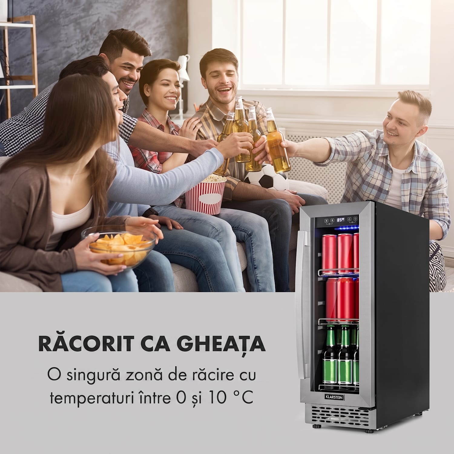 Beerlager 56, frigider pentru băuturi, 56 l, 20 de sticle, clasa energetică G, oțel inoxidabil, negru 56 L