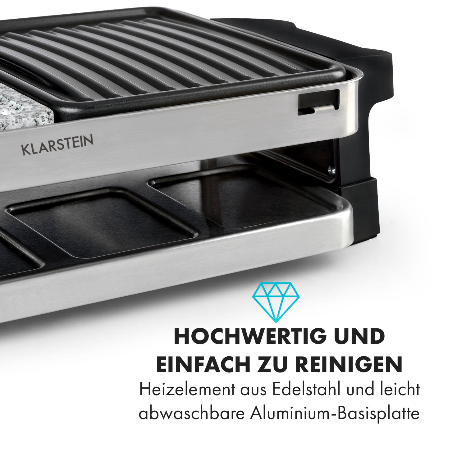 Sirloin Raclette 1500W Aluminium / Stein 8 Personen Kontroll-LED 