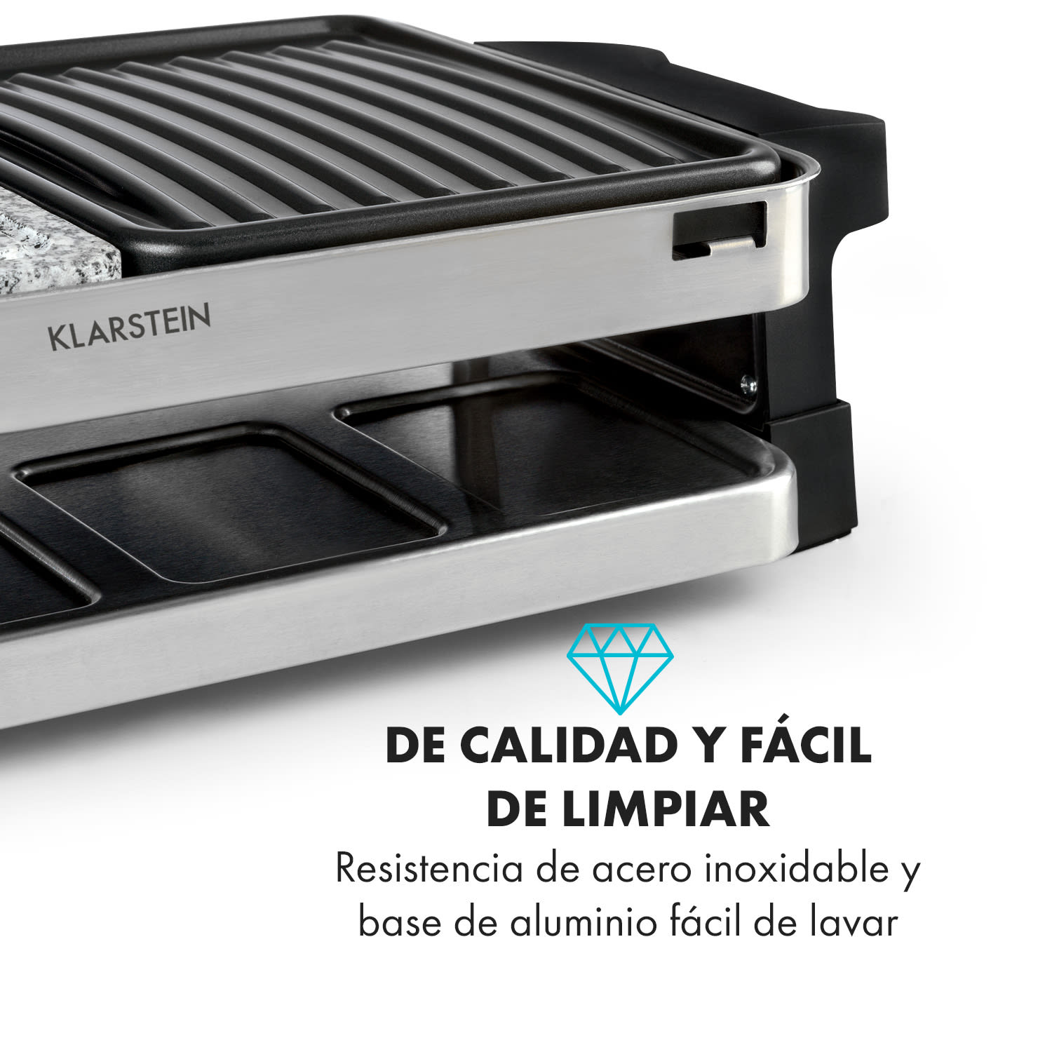 Sirloin Raclette 1500W Aluminio/Piedra 8 personas Indicadores luminosos led 