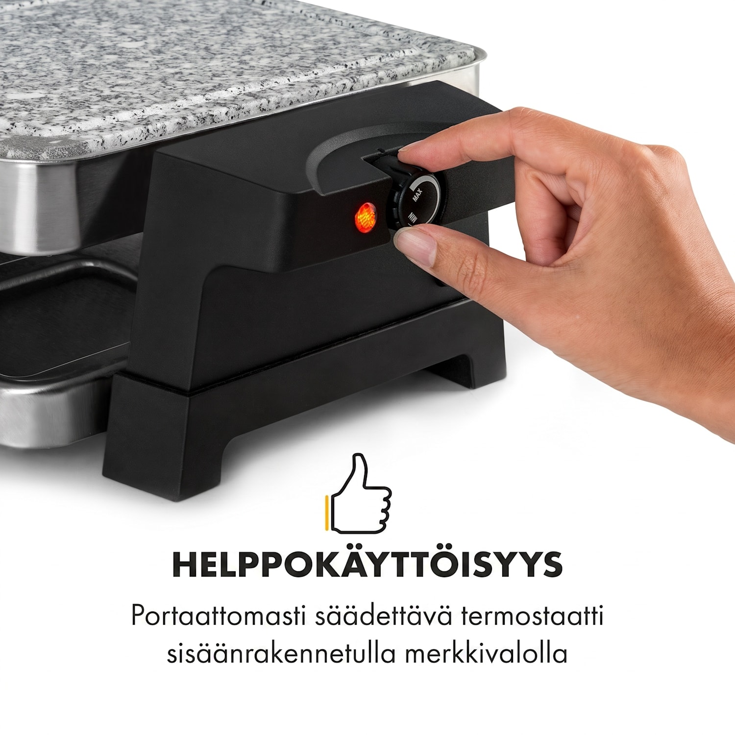 Sirloin -raclettegrilli 1500 W alumiini/kivi 8 henkilölle LED-kontrollivalo 
