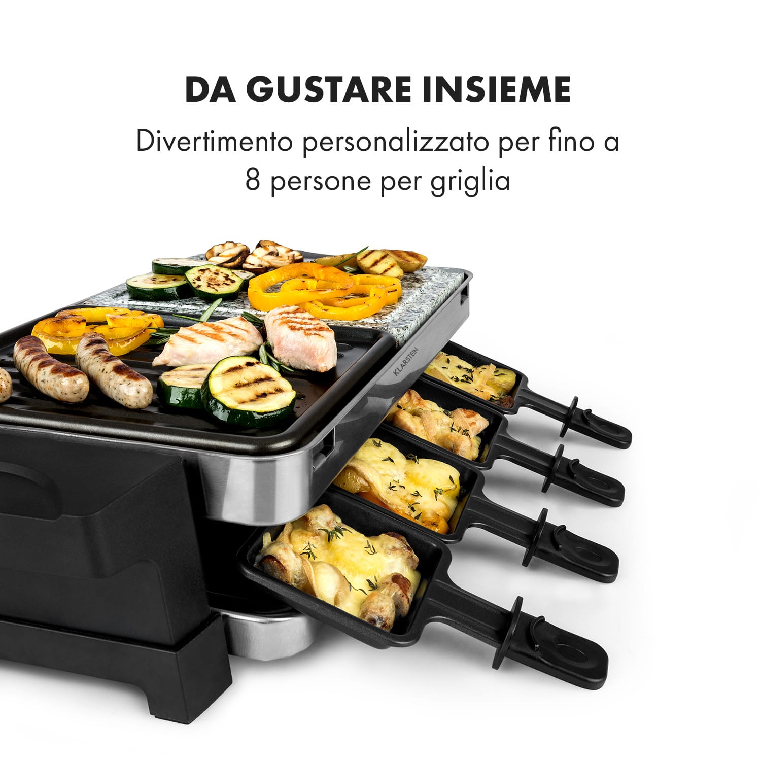 Sirloin raclette 1500W alluminio / pietra 8 persone spia LED 