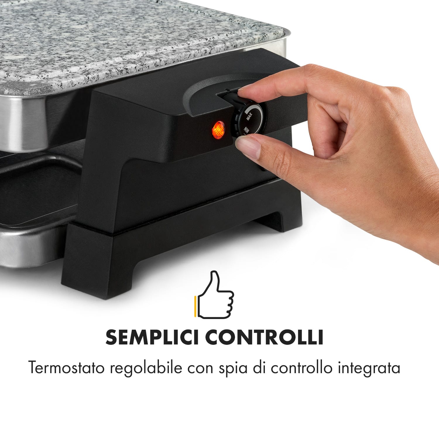 Sirloin raclette 1500W alluminio / pietra 8 persone spia LED 