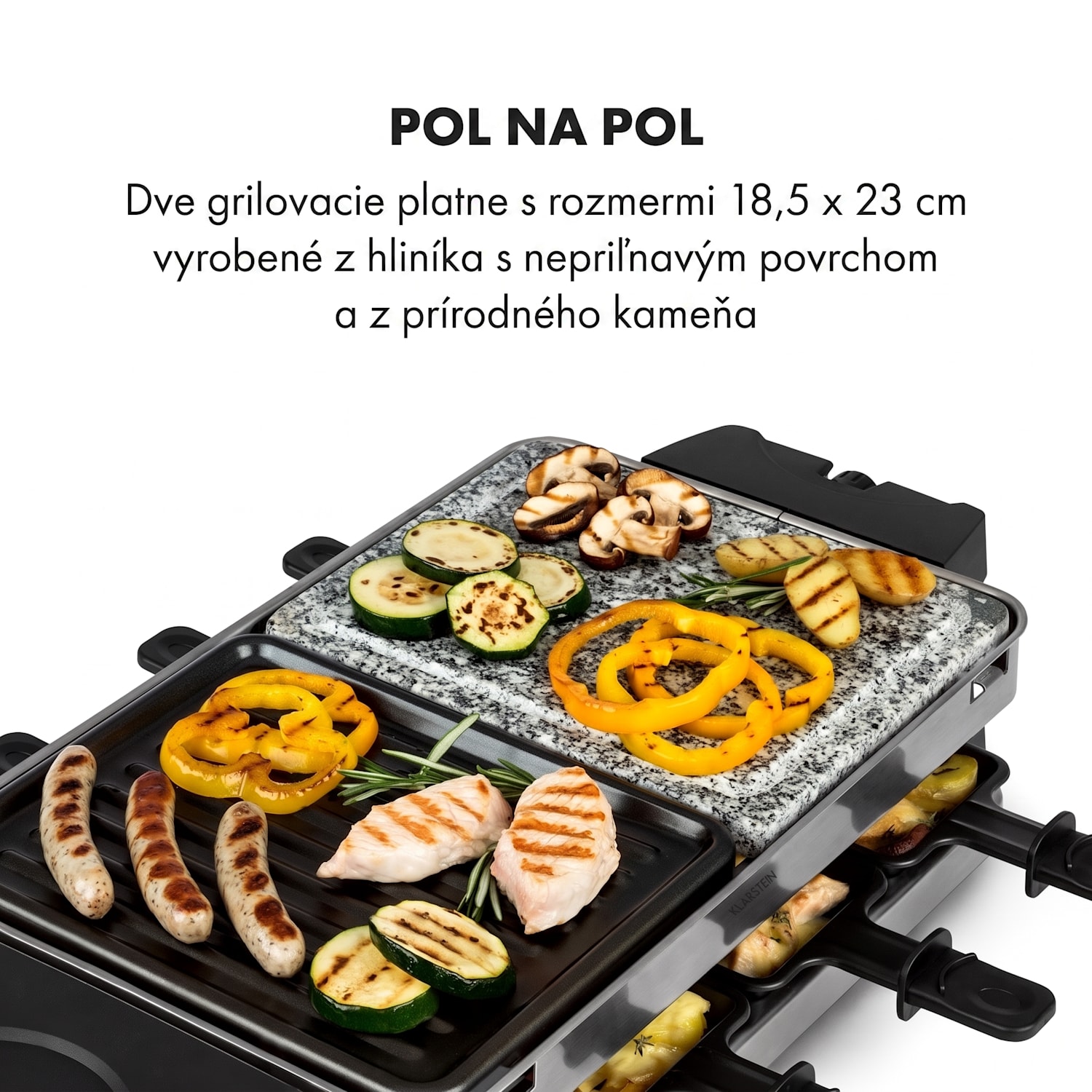 Sirloin, raclette gril, 1500 W, hliník/kameň, pre 8 osôb, LED kontrolky 