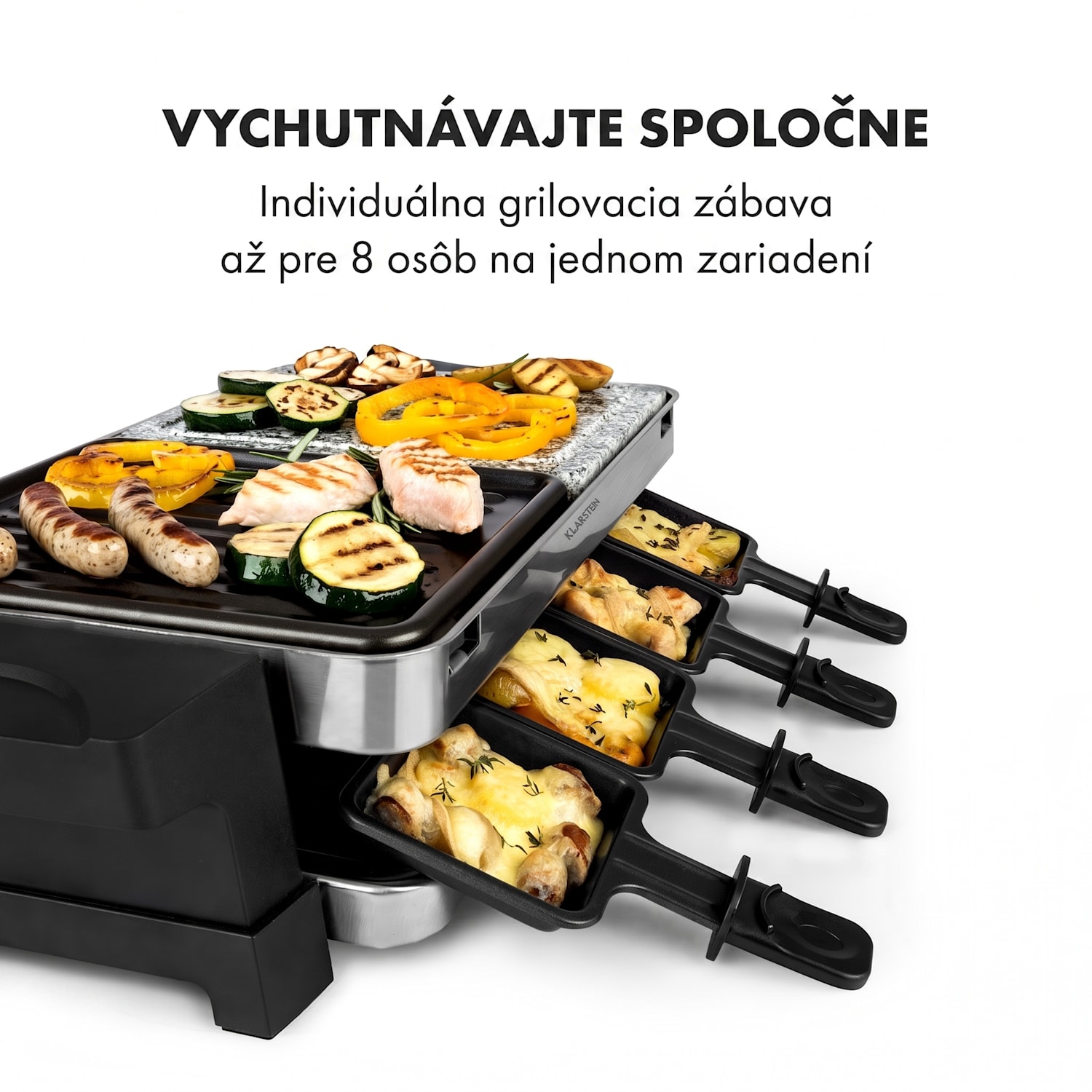Sirloin, raclette gril, 1500 W, hliník/kameň, pre 8 osôb, LED kontrolky 