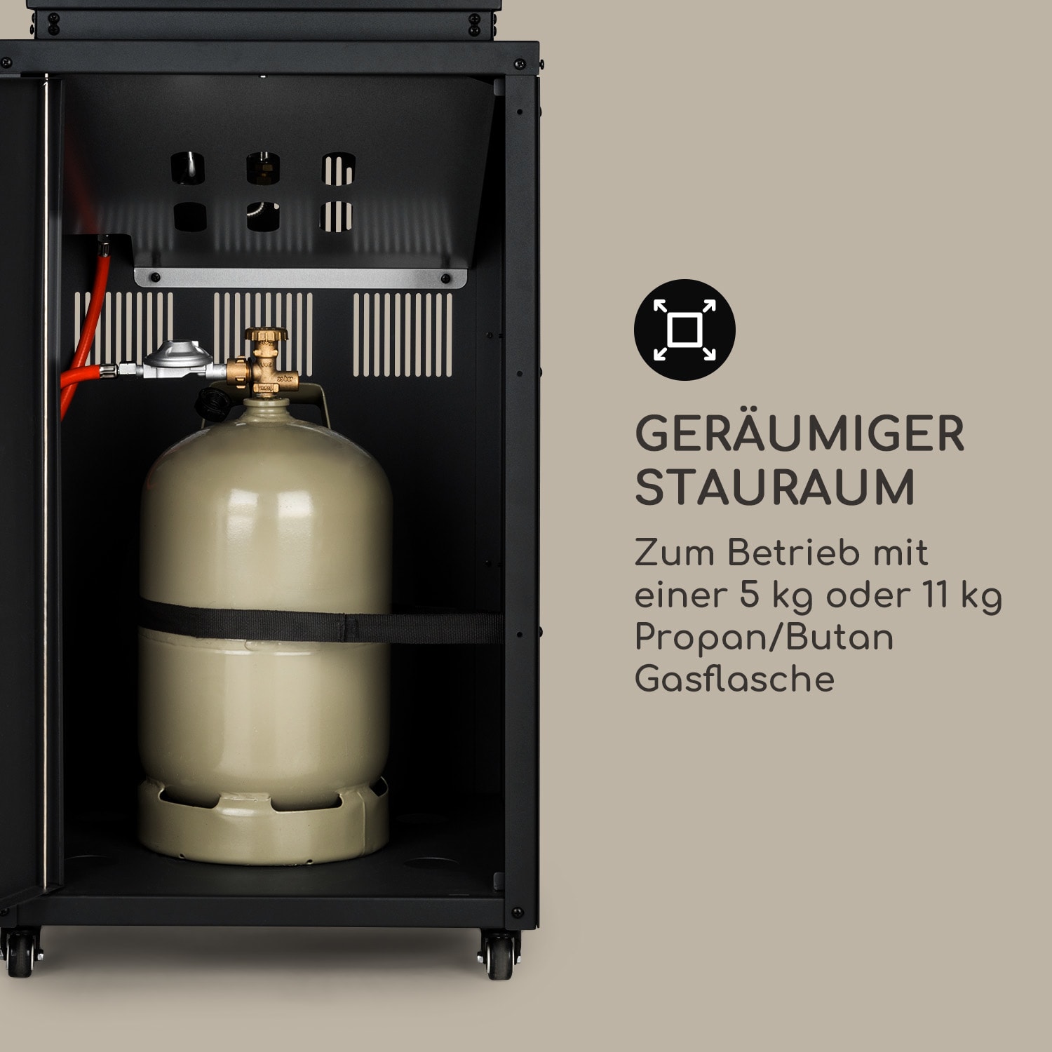 Flagranti Gasheizstrahler 7.5 kW Gasflasche bis 11kg Stahl schwarz 