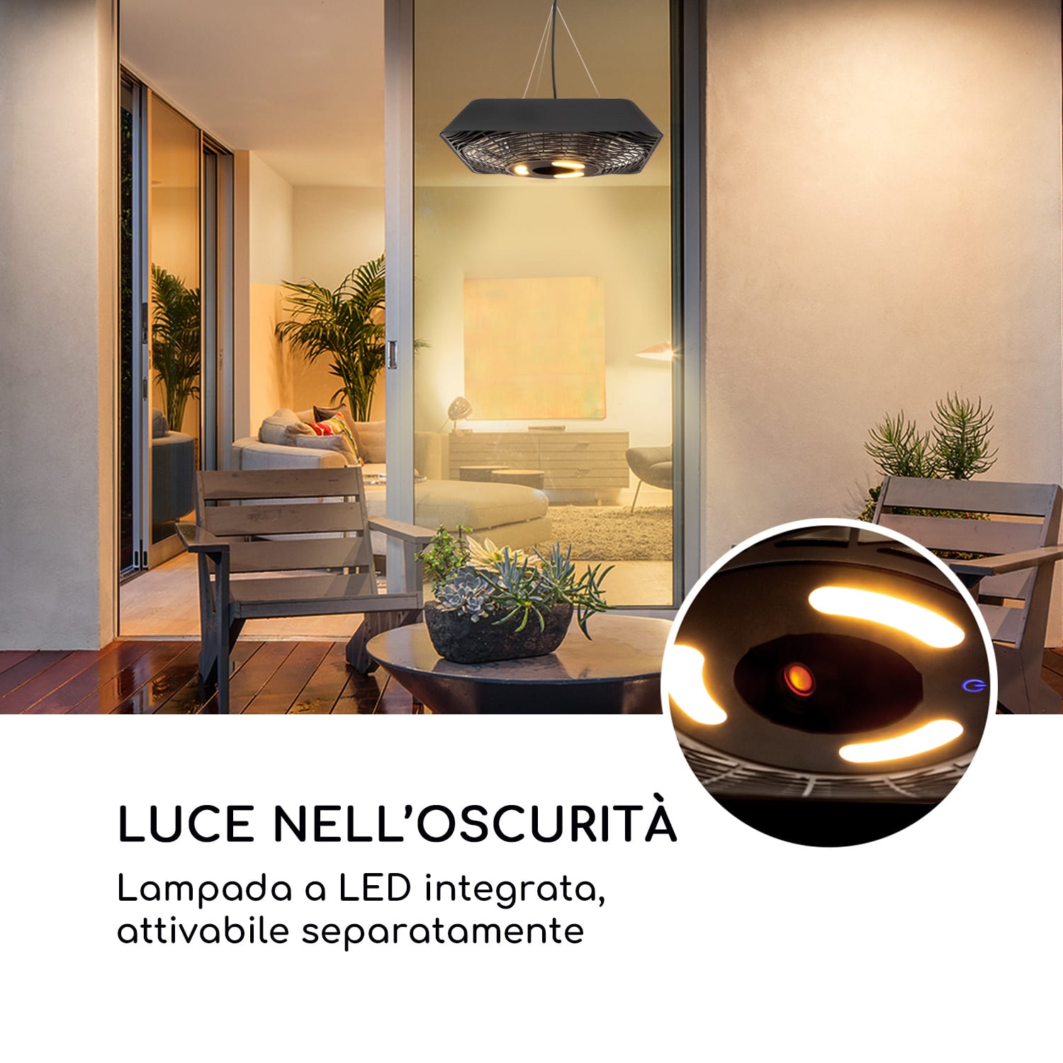 Heat Square Slim Radiatore di Calore 2000W IR ComfortHeat IP24 LED 