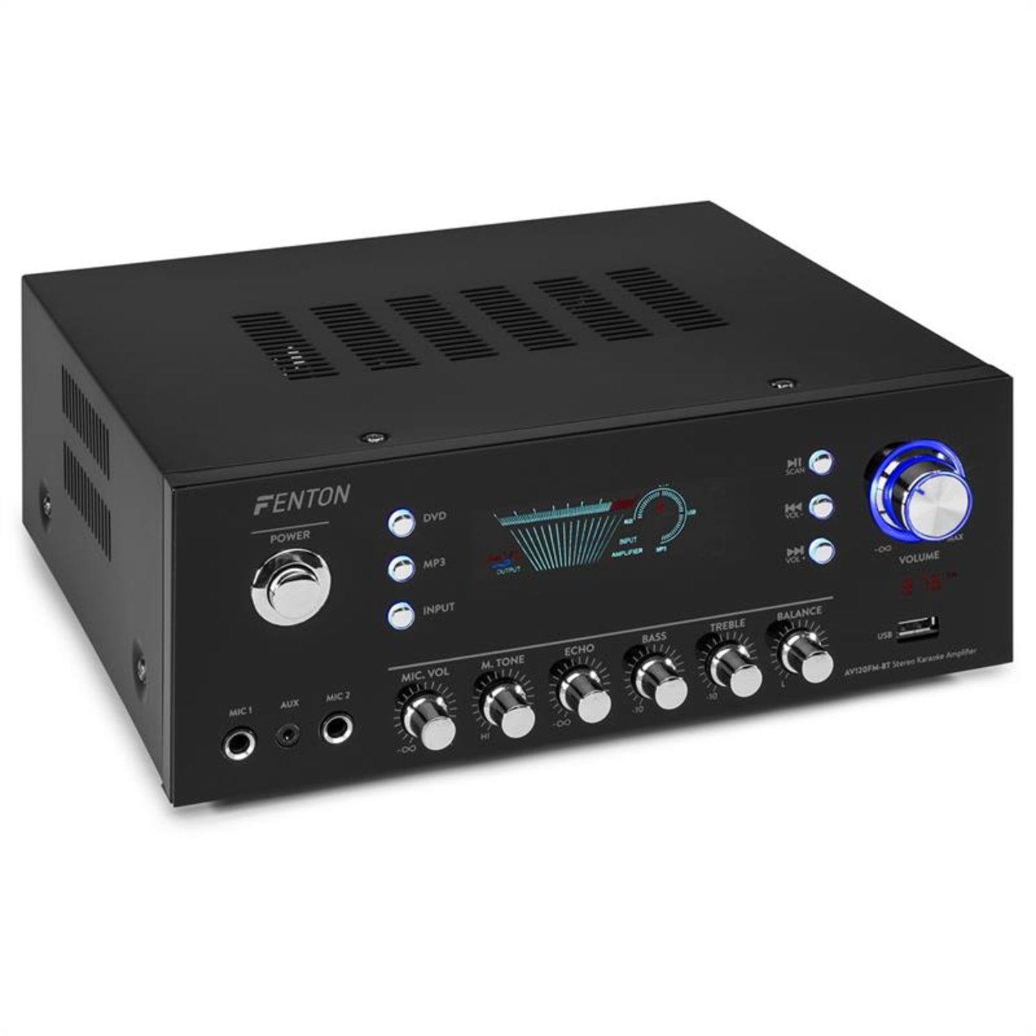 AV120FM, stereo HiFi zosilňovač, 120 W RMS, (2 x 60 W na 8 Ohm), BT/USB/AUX