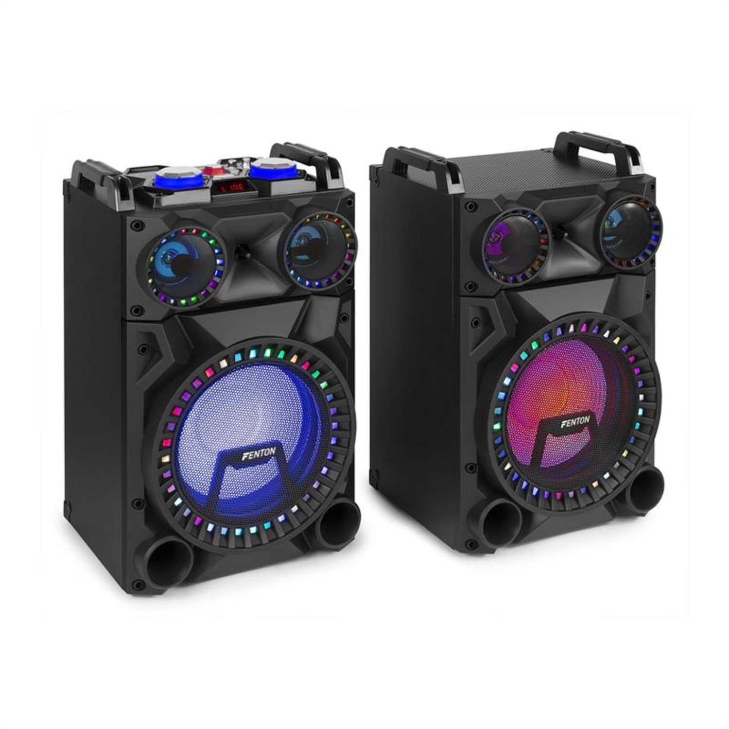 VS12, активен комплект високоговорители, 1200 W, събуфер 12", BT, USB порт, SD слот, LED