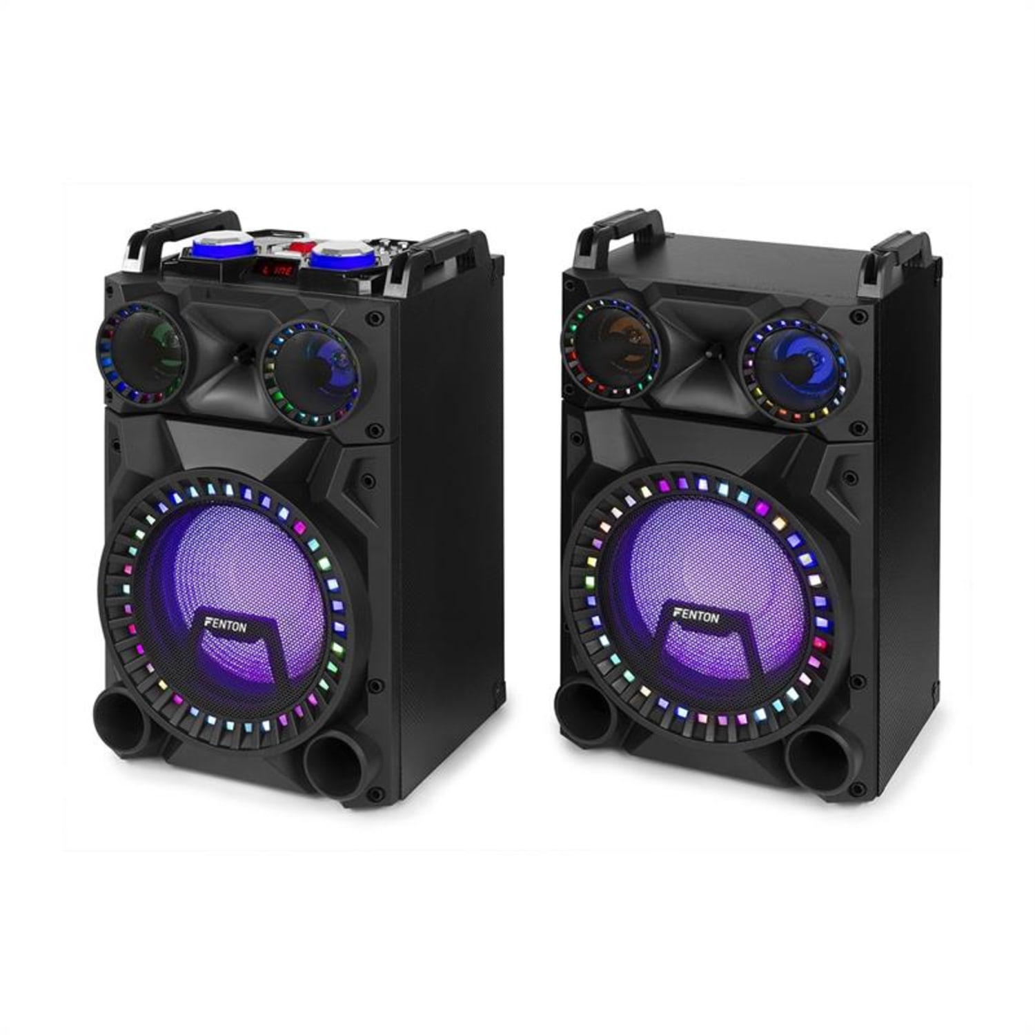 VS12, активен комплект високоговорители, 1200 W, събуфер 12", BT, USB порт, SD слот, LED