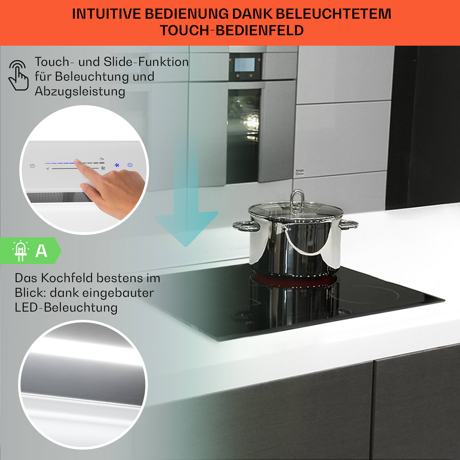 Royal Flush Eco Dunstabzugshaube 60 cm 576 m³/h A+  60 cm | Weiß | Edelstahl