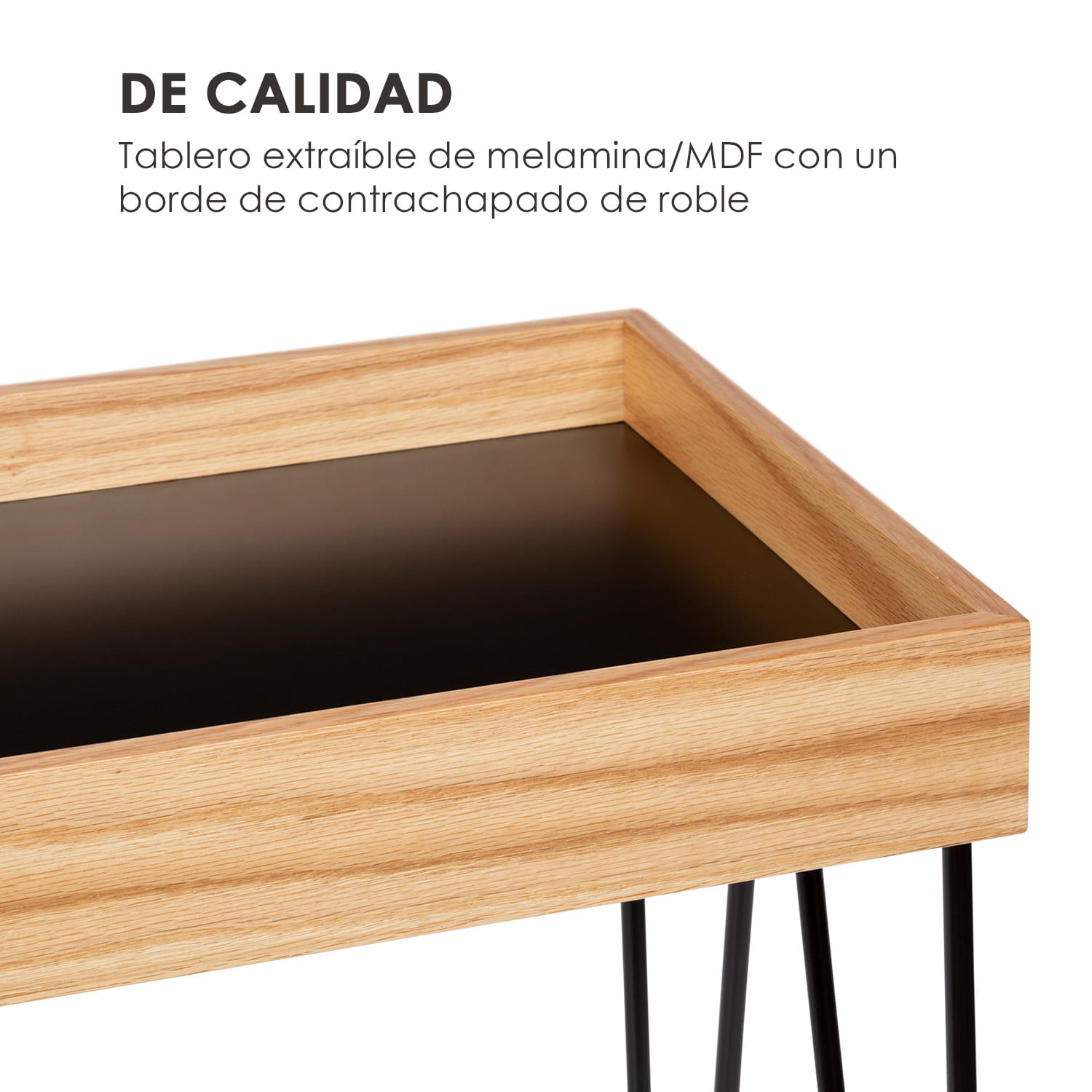 Little Lyon Mesita de café de melamina /MDF con contrachapado Marco de acero Negra 52 x 56 x 33,5 cm