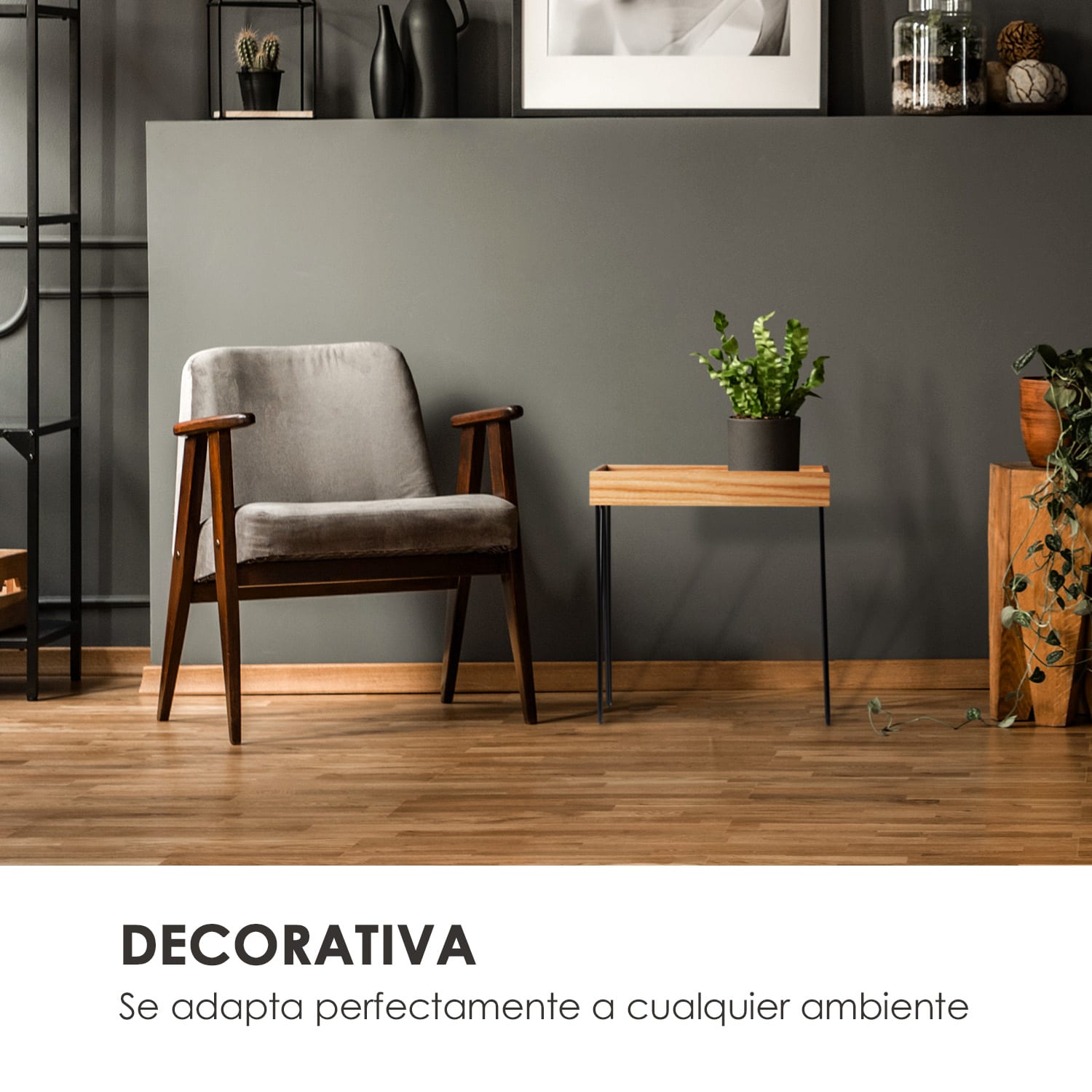 Little Lyon Mesita de café de melamina /MDF con contrachapado Marco de acero Negra 52 x 56 x 33,5 cm