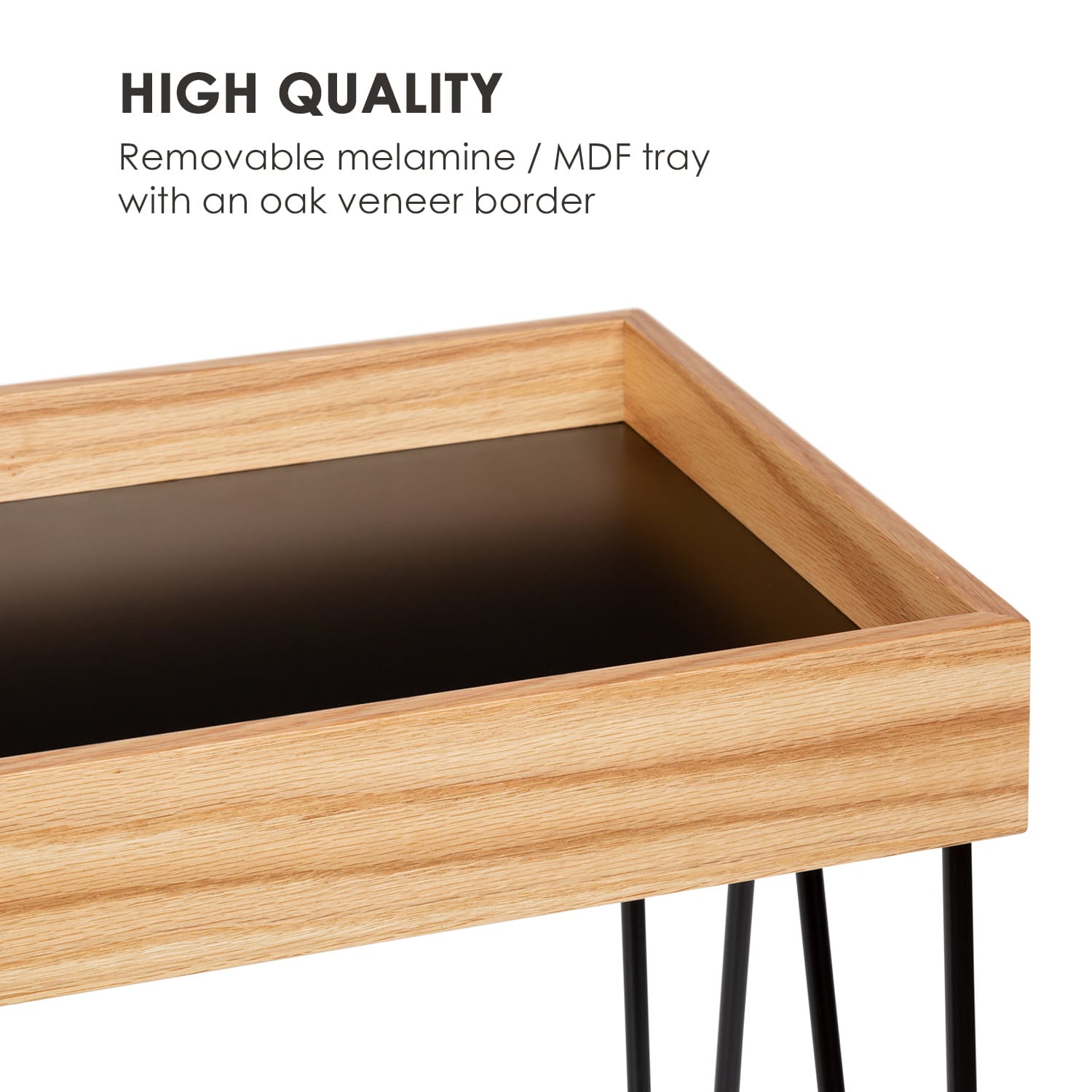 Little Lyon, konferenčný stolík, melamin/MDF s dubovou dyhou, oceľový rám, čierny 