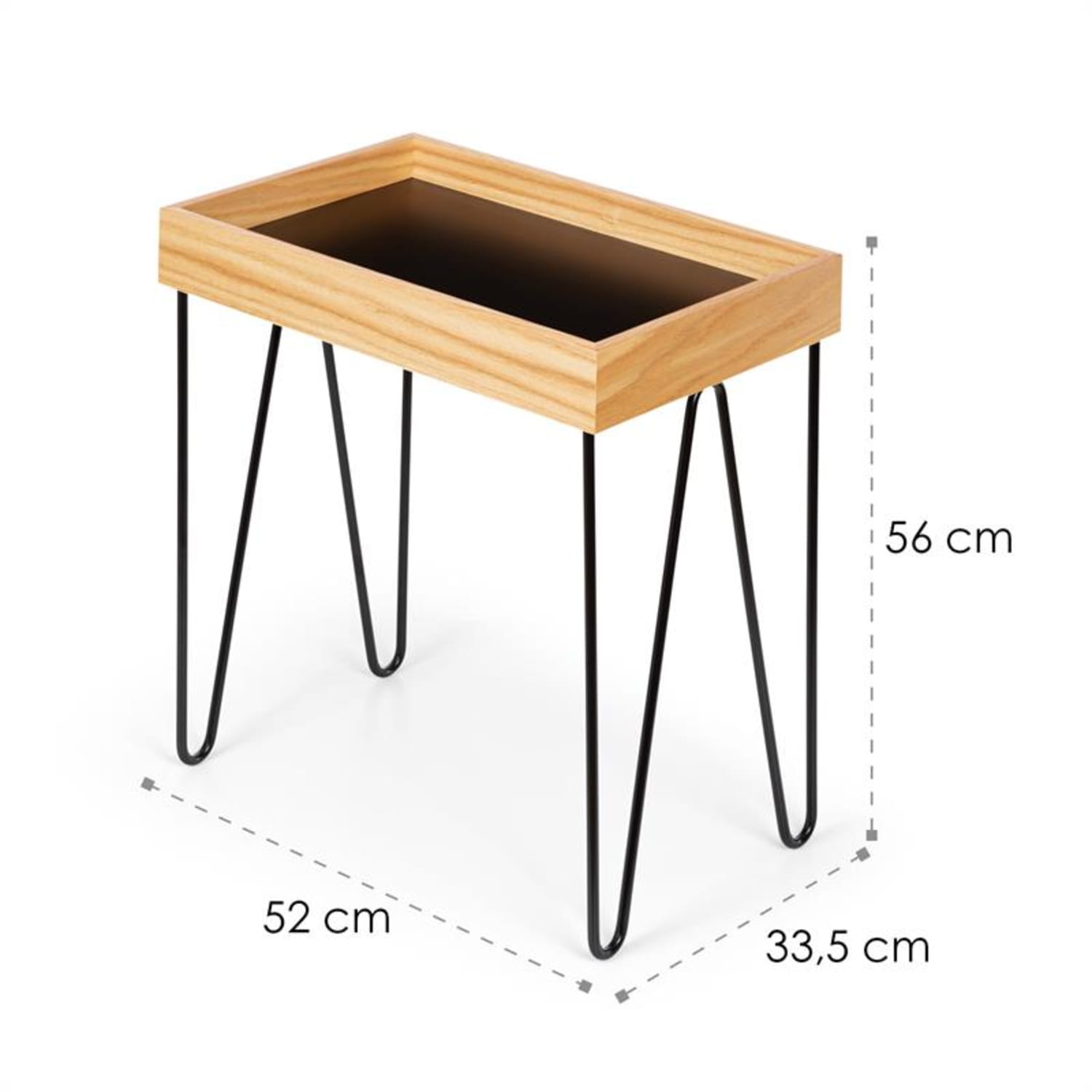 Little Lyon, konferenčný stolík, melamin/MDF s dubovou dyhou, oceľový rám, čierny 
