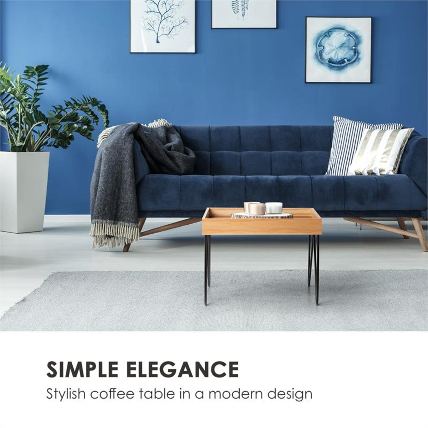 Big Lyon table basse mélaminé / MDF avec structure en acier plaqué chêne noir 54,5 x 41 x 54,5 cm