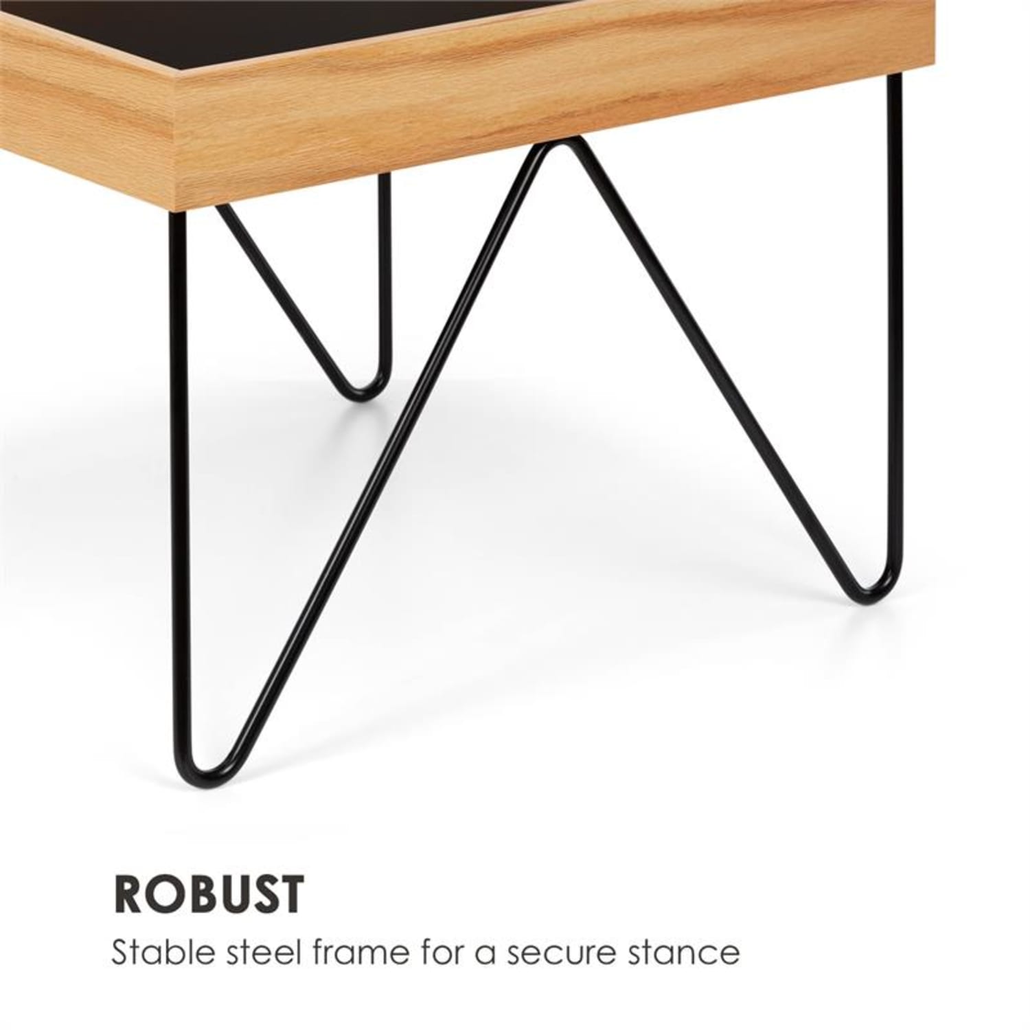 Big Lyon table basse mélaminé / MDF avec structure en acier plaqué chêne noir 54,5 x 41 x 54,5 cm