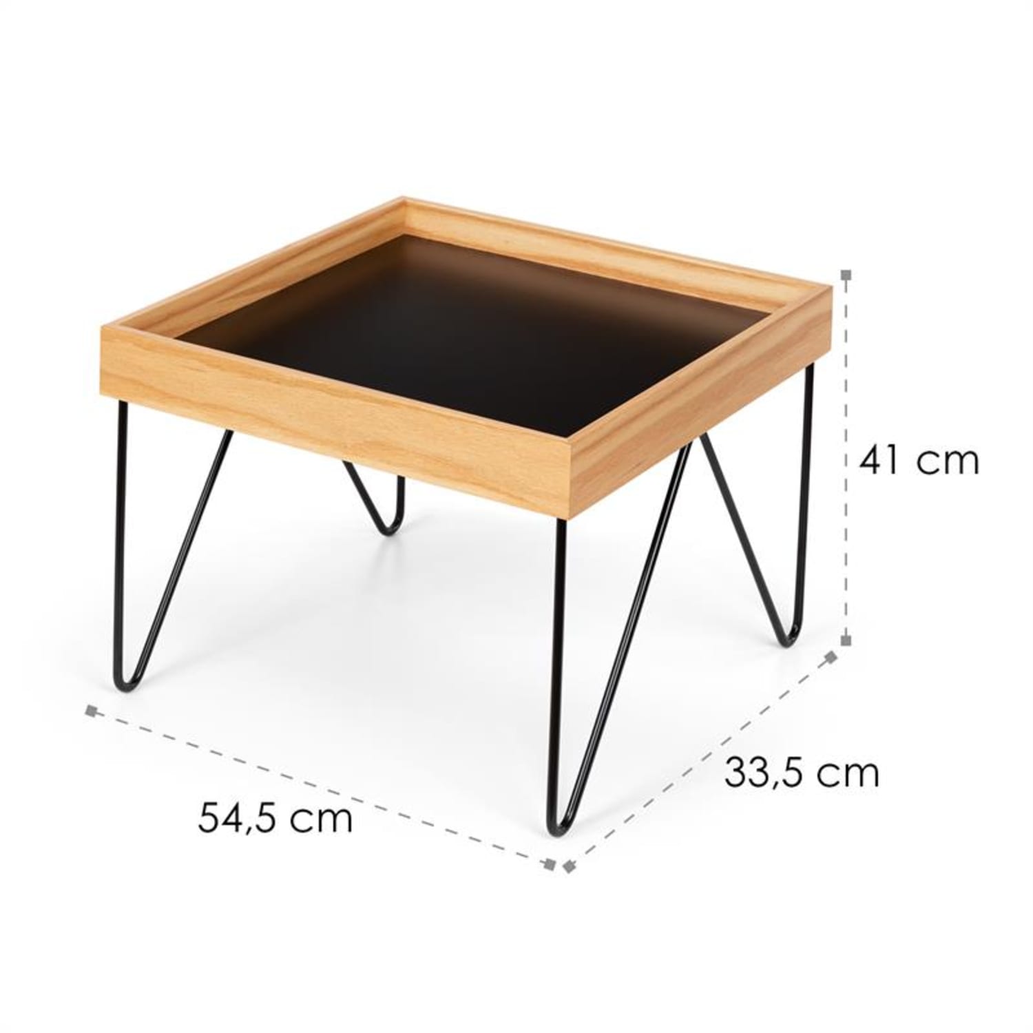 Big Lyon table basse mélaminé / MDF avec structure en acier plaqué chêne noir 54,5 x 41 x 54,5 cm