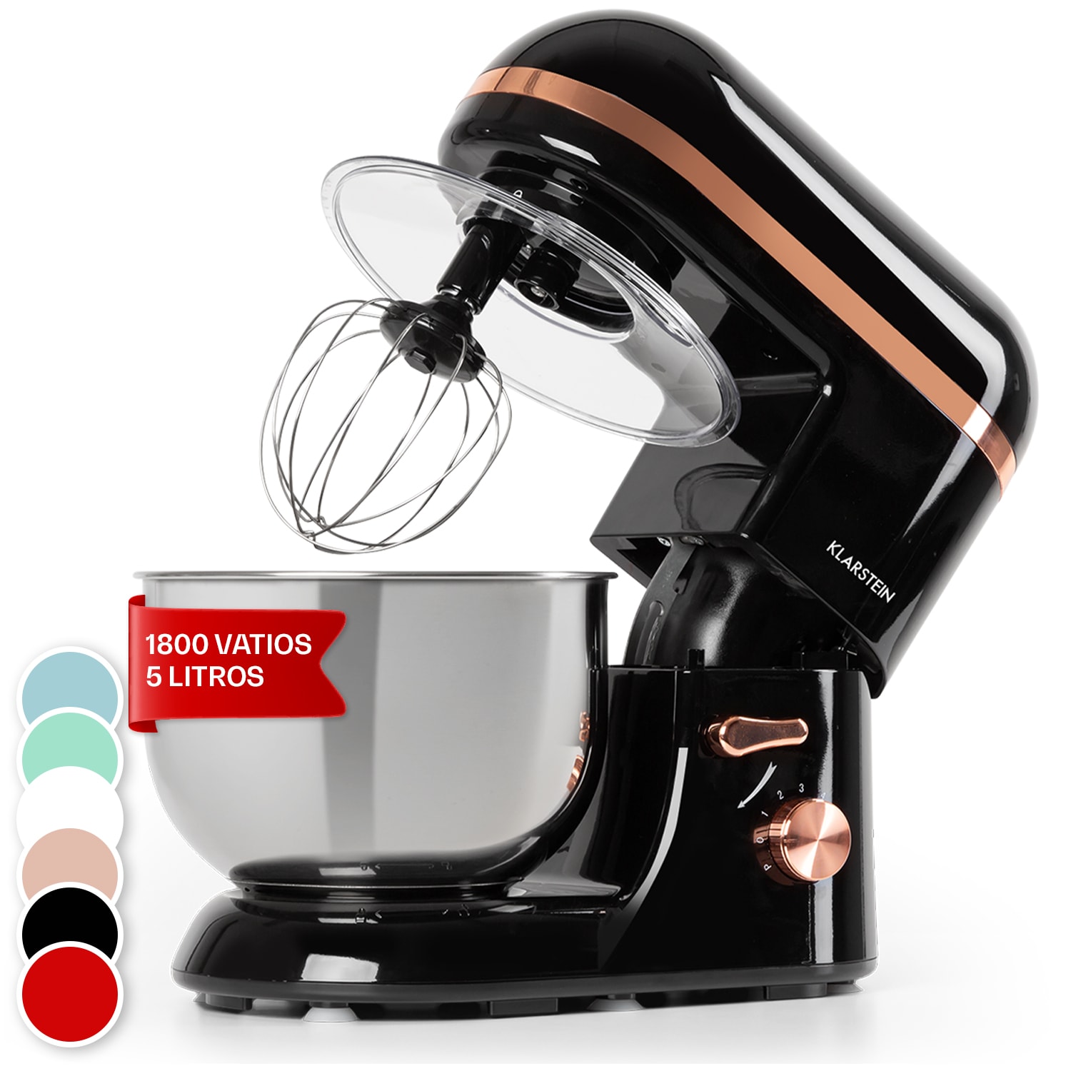 Robot de cocina Bella Elegance 1800 vatios / 2,7 CV / 5,2 litros de acero inoxidable y libre de BPA Negro