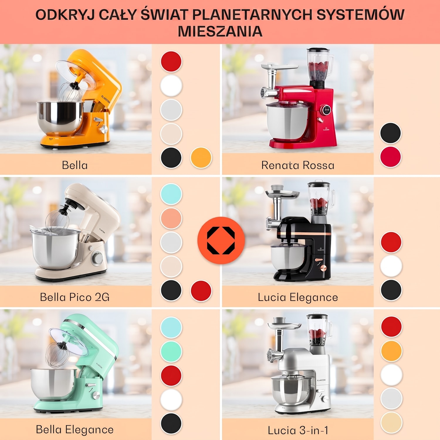 Bella Elegance, robot kuchenny, 1800 W, 1,7 HP, 6 stopni, 5 litrów, czarny Czarny