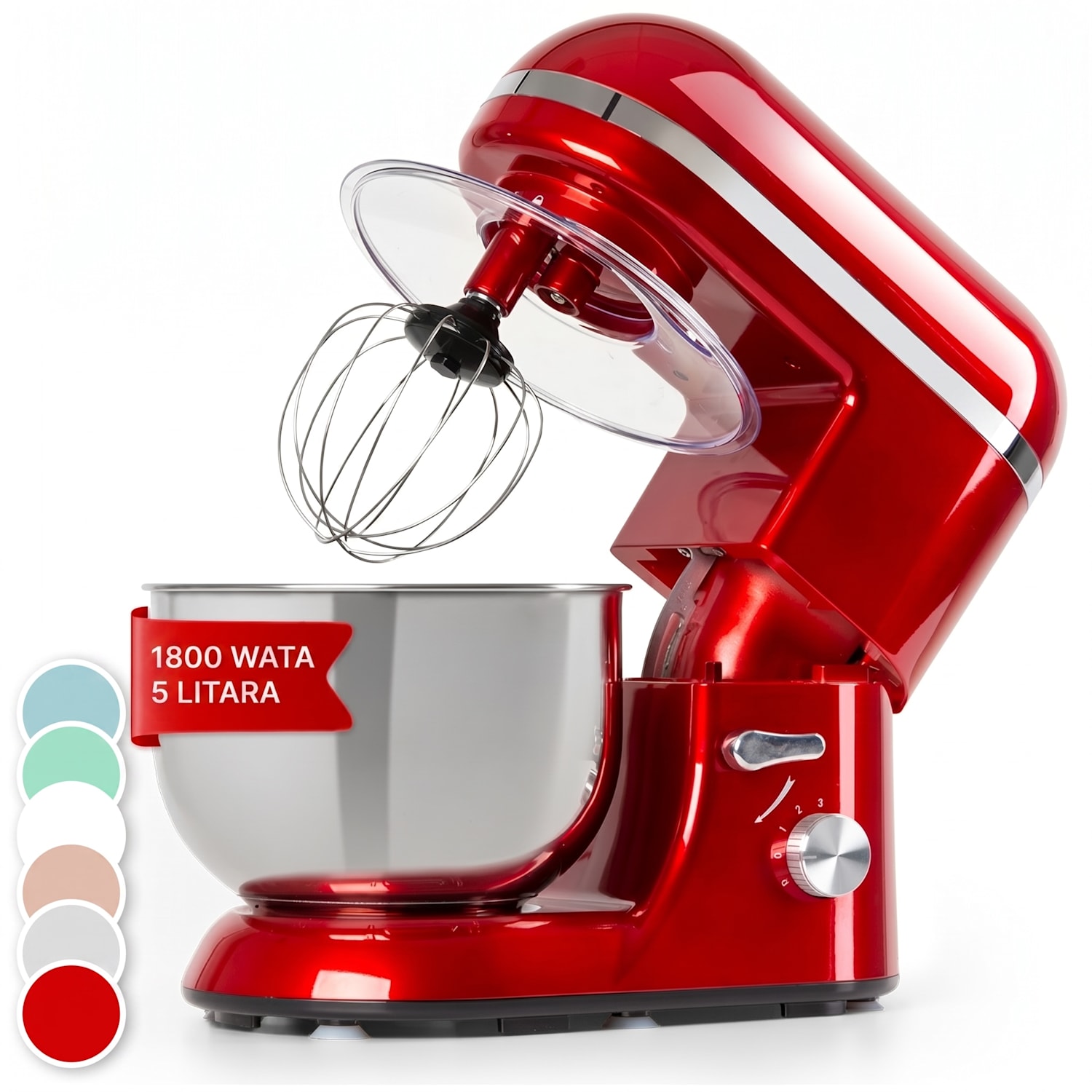 Bella Elegance, kuhinjski aparat, 1800 W, 1,7 HP, 6 stupnjeva, 5 litrov, crveni Crvena
