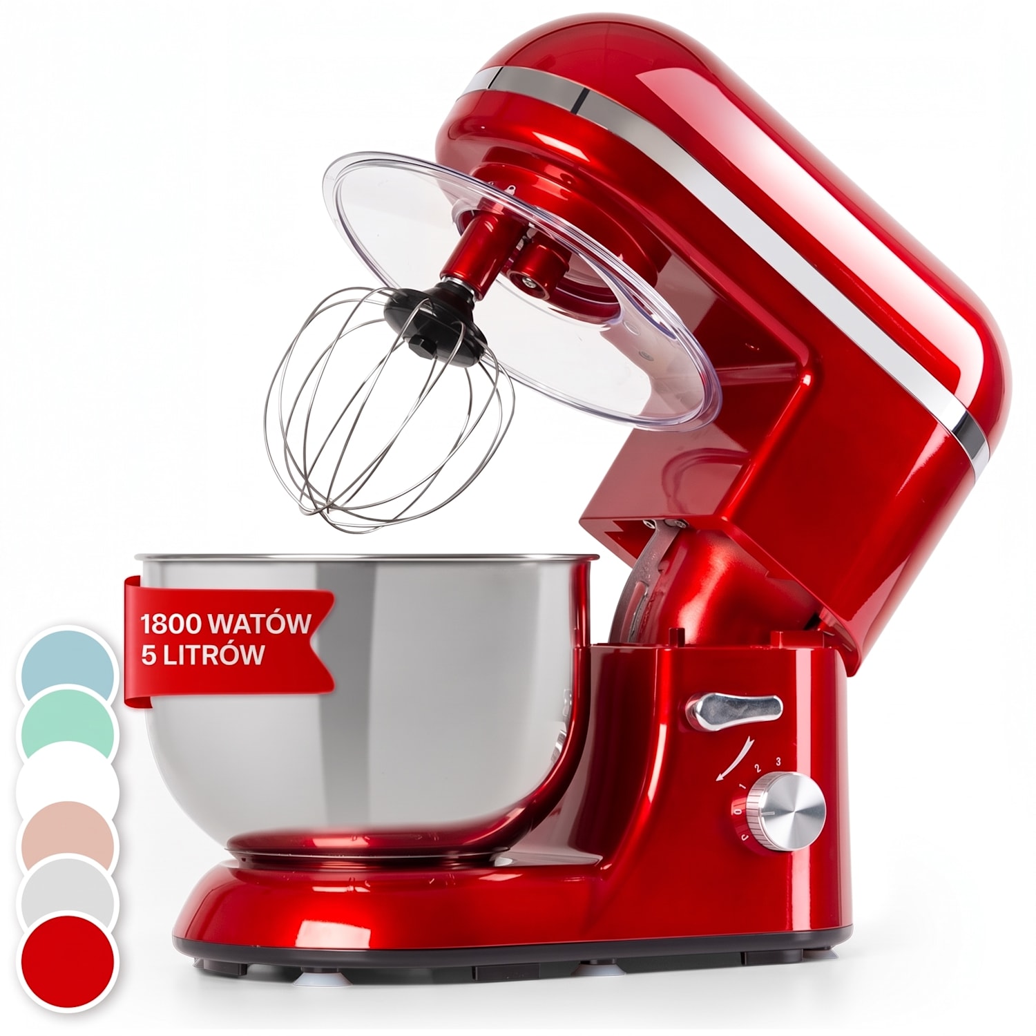 Bella Elegance, robot kuchenny, 1800 W, 1,7 HP, 6 stopni, 5 litrów, czerwony Czerwony