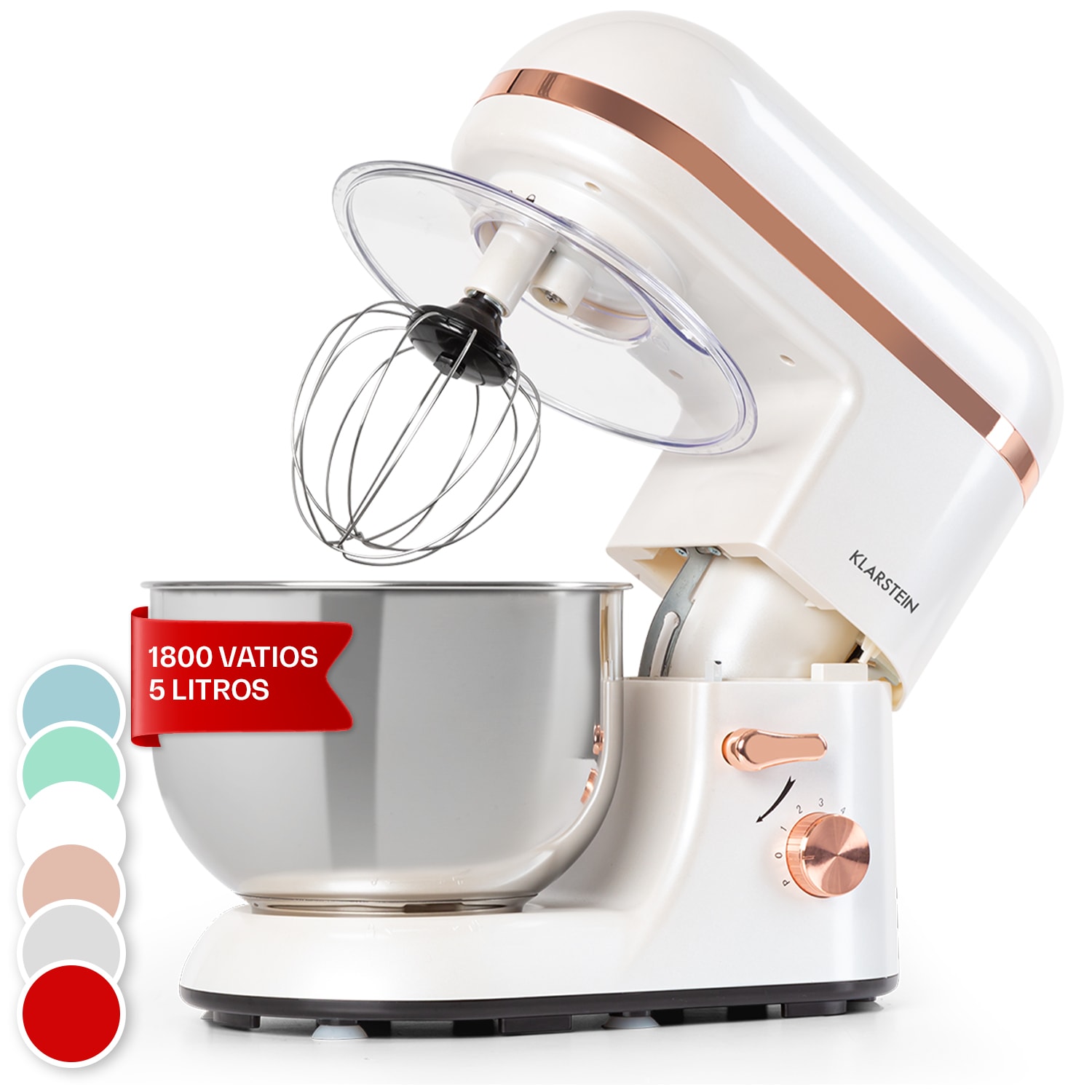 Robot de cocina Bella Elegance 1800 vatios / 2,7 CV / 5,2 litros, acero inoxidable, sin BPA Blanco