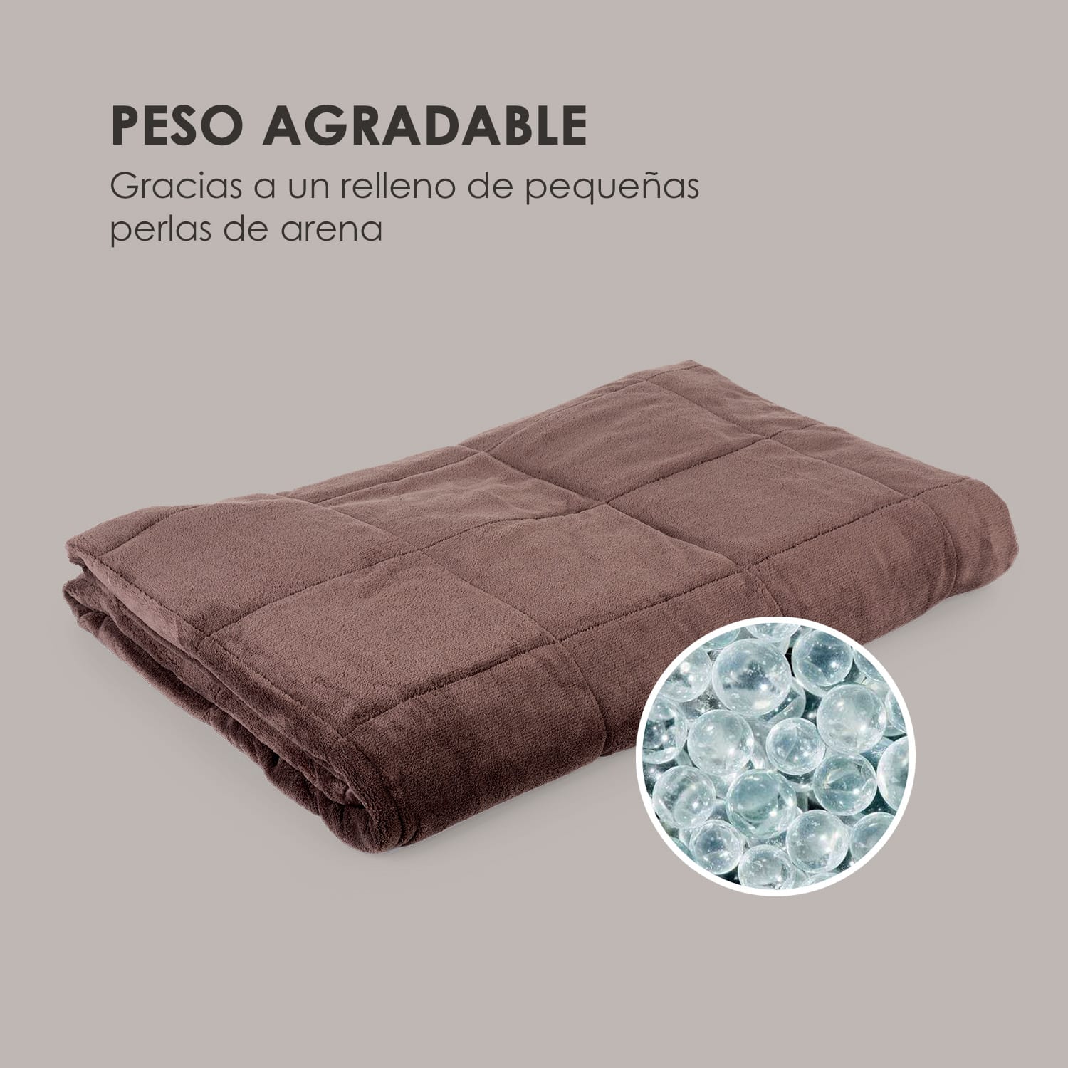 Cosycalm Manta de microfelpa con perlas de plástico 150 x 200 cm 9 kg Marrón 9 kg