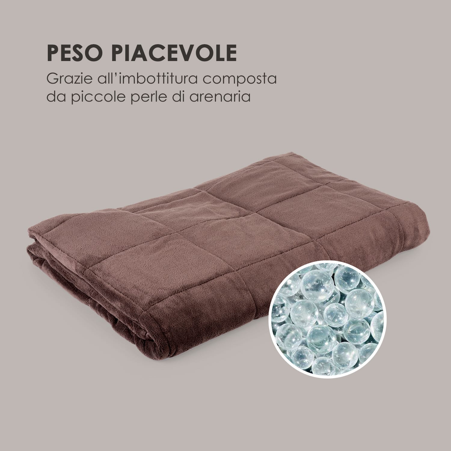 Cosycalm coperta terapeutica microplush perle di plastica 150 x 200 cm 9 kg marrone 9 kg