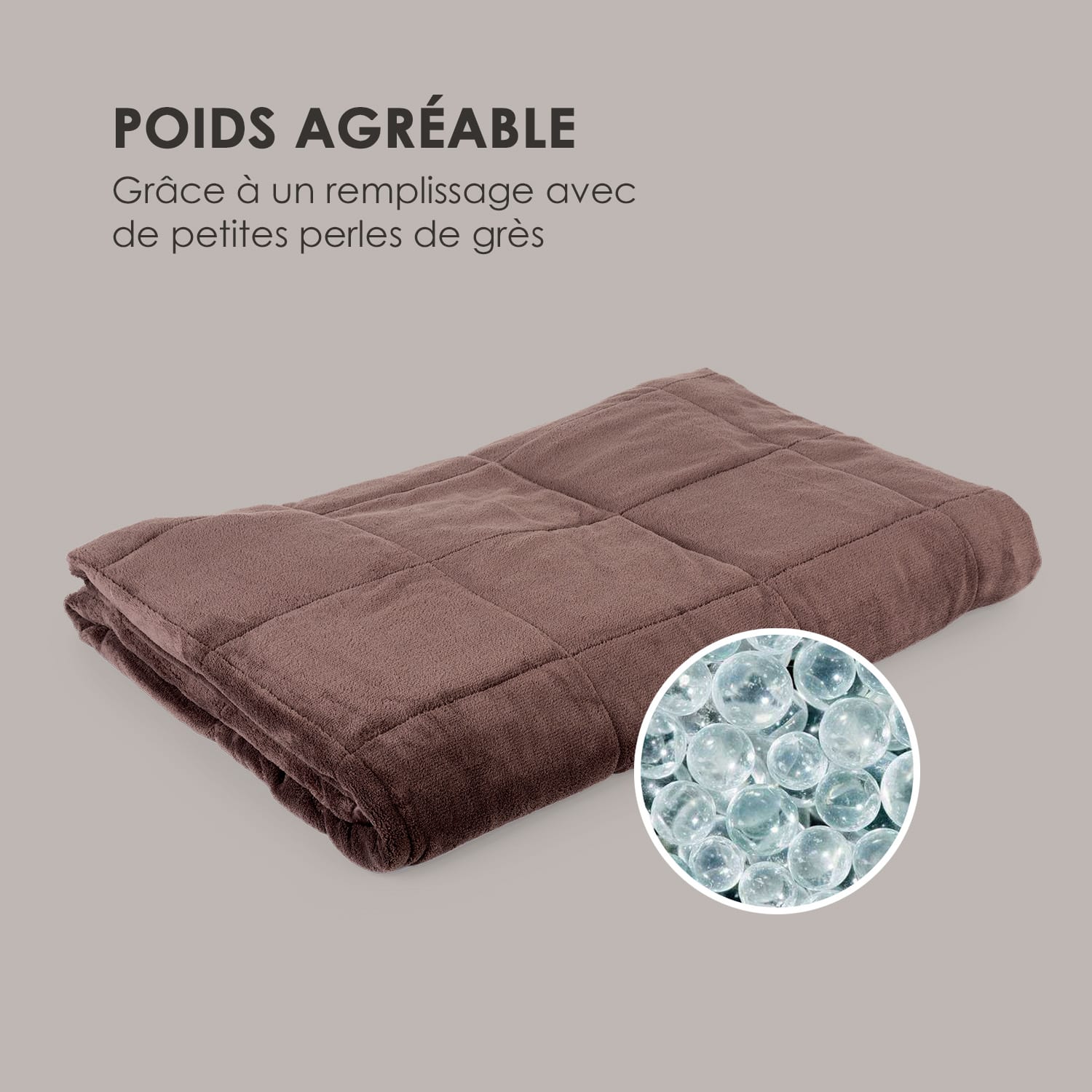 Cosycalm Couverture lestée de perles en synthétique 150 x 200cm 11 kg marron 11 kg
