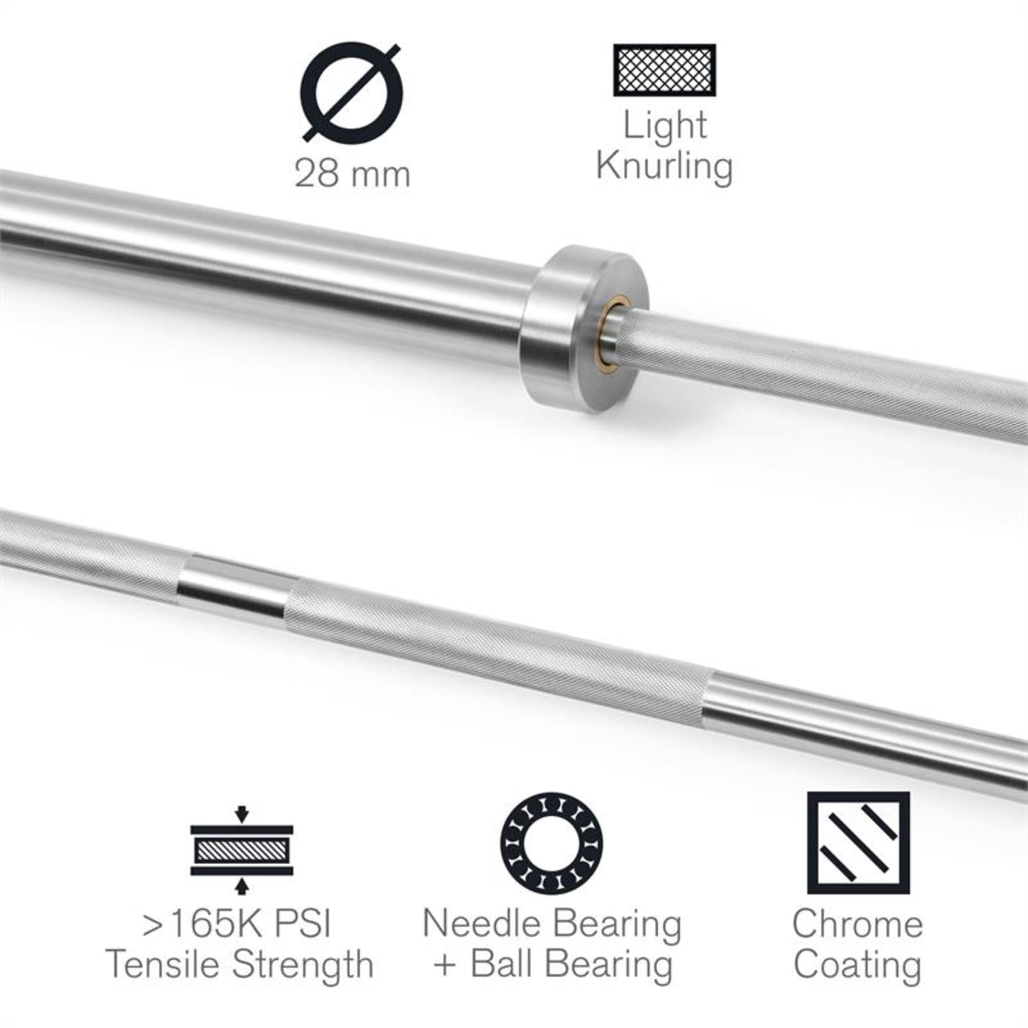 Hybrid Men ECO lange halter Olympic barbell 50mm sleeve 650kg staal Hybrid Men ECO