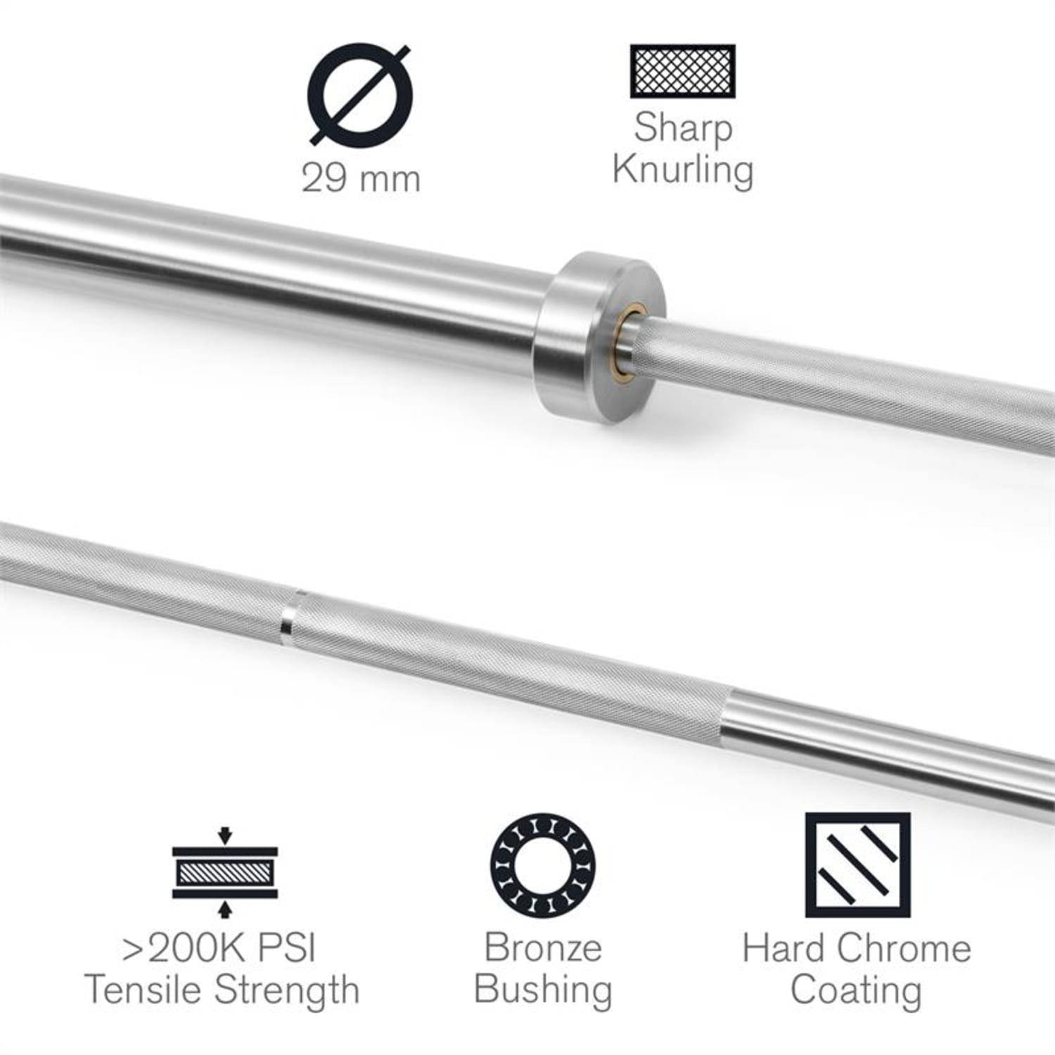 IPF Men, obouruční činka na silový trojboj, olympijská tyč, 50 mm hřídel, 910 kg 