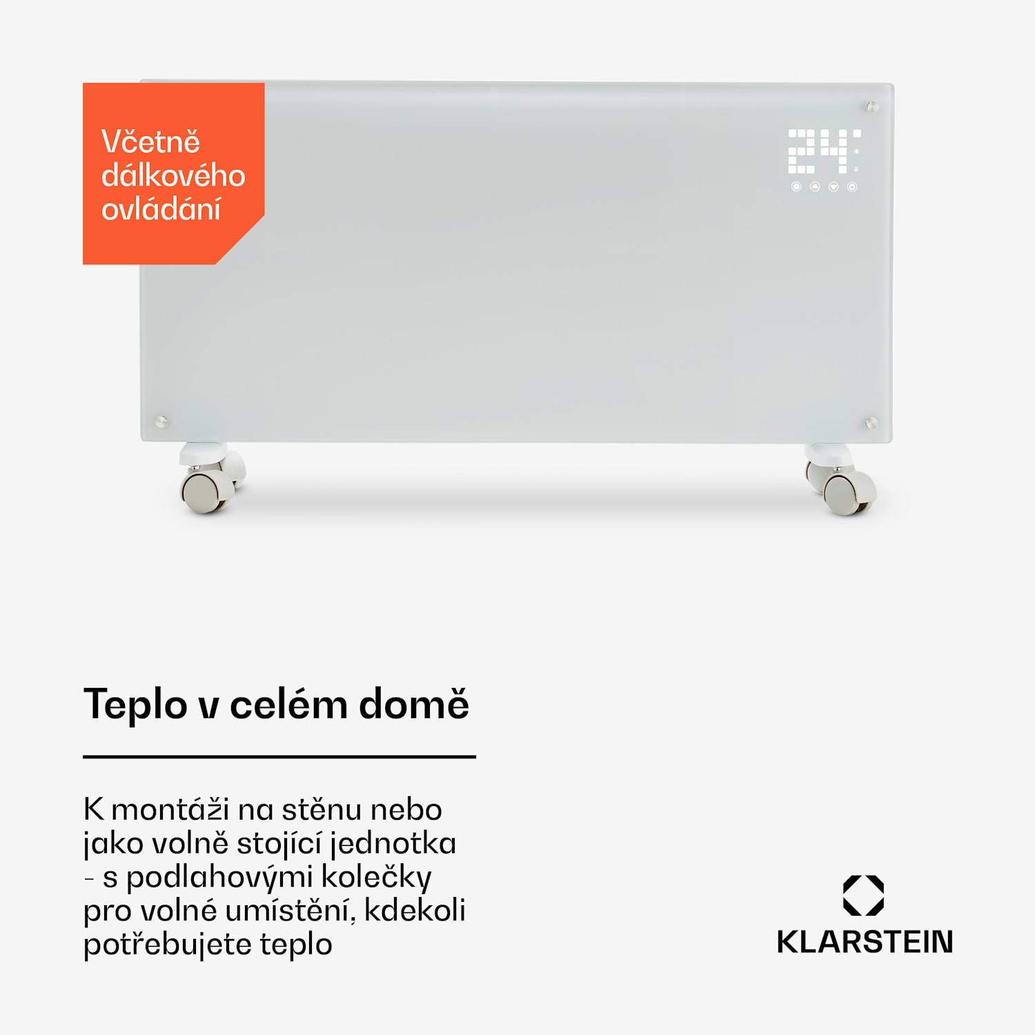 Bornholm Smart, konvektor, 2000 W, Wi-Fi, LED displej, časovač, IP24, bílý 