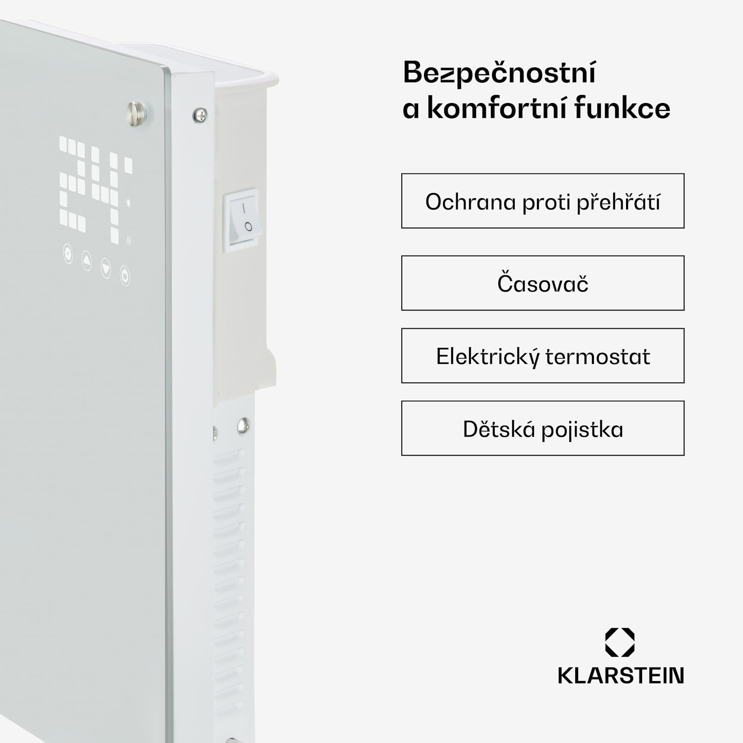 Bornholm Smart, konvektor, 2000 W, Wi-Fi, LED displej, časovač, IP24, bílý 