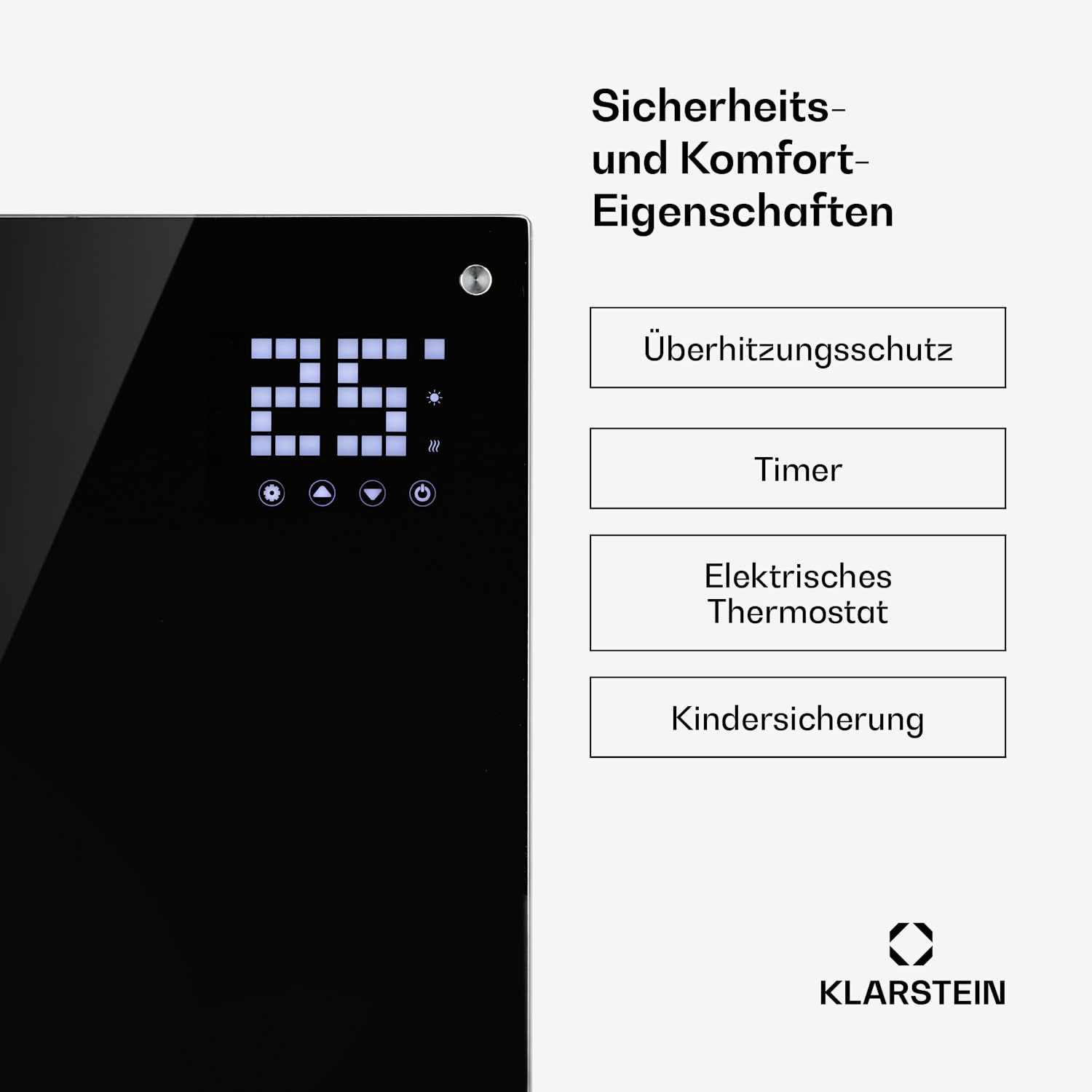 Bornholm Smart Konvektions-Heizgerät | 2000 W | SmartHeat Design: WiFi-Verbindung | LED-Display | 24-h-Timer | 2 Heizstufen: 1000 / 2000 W | IP24: Spritzwassergeschützt | Fernbedienung | Standgerät 