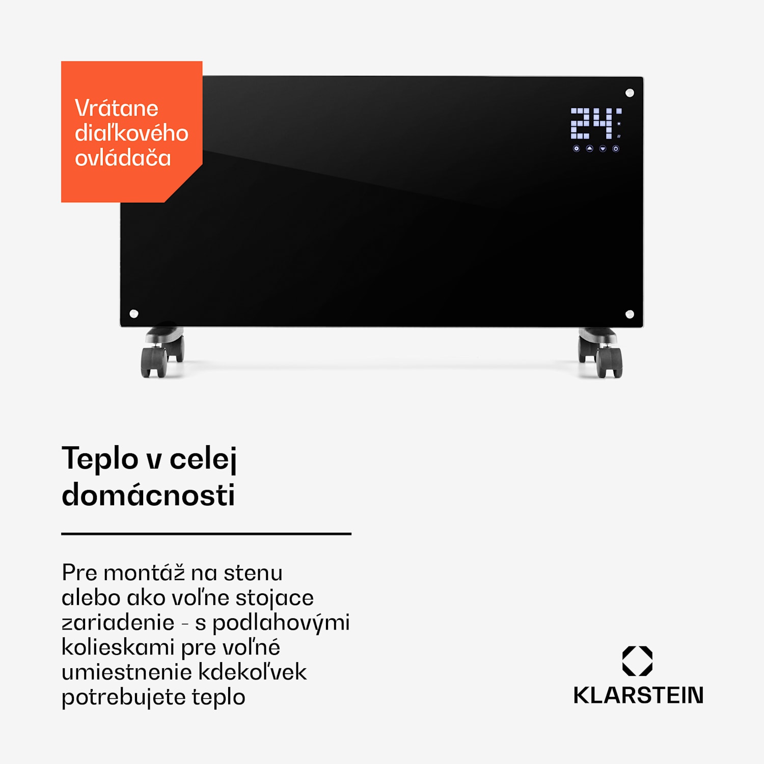 Bornholm Smart, konvektor, 2000 W, WiFi, LED displej, časovač, IP24, čierny 