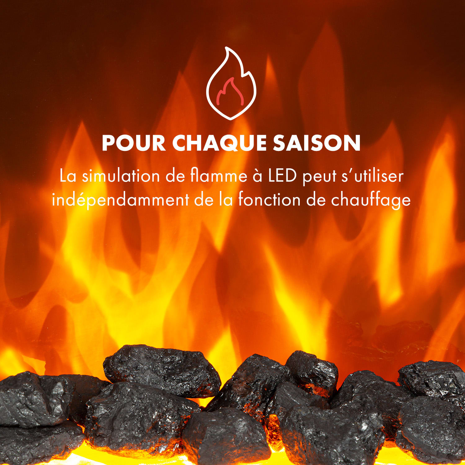 Cheminée électrique Verbier 1000/2000 W LED InstaFire thermostat minuterie protection contre la surchauffe 