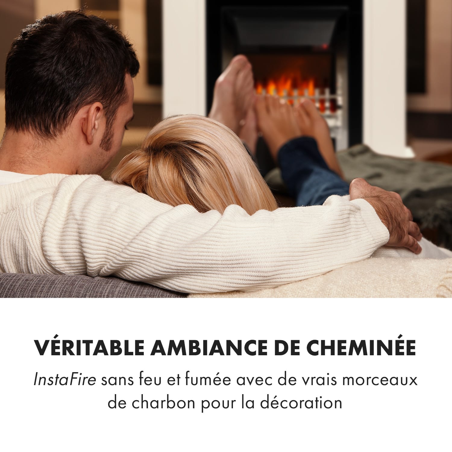 Cheminée électrique Verbier 1000/2000 W LED InstaFire thermostat minuterie protection contre la surchauffe 