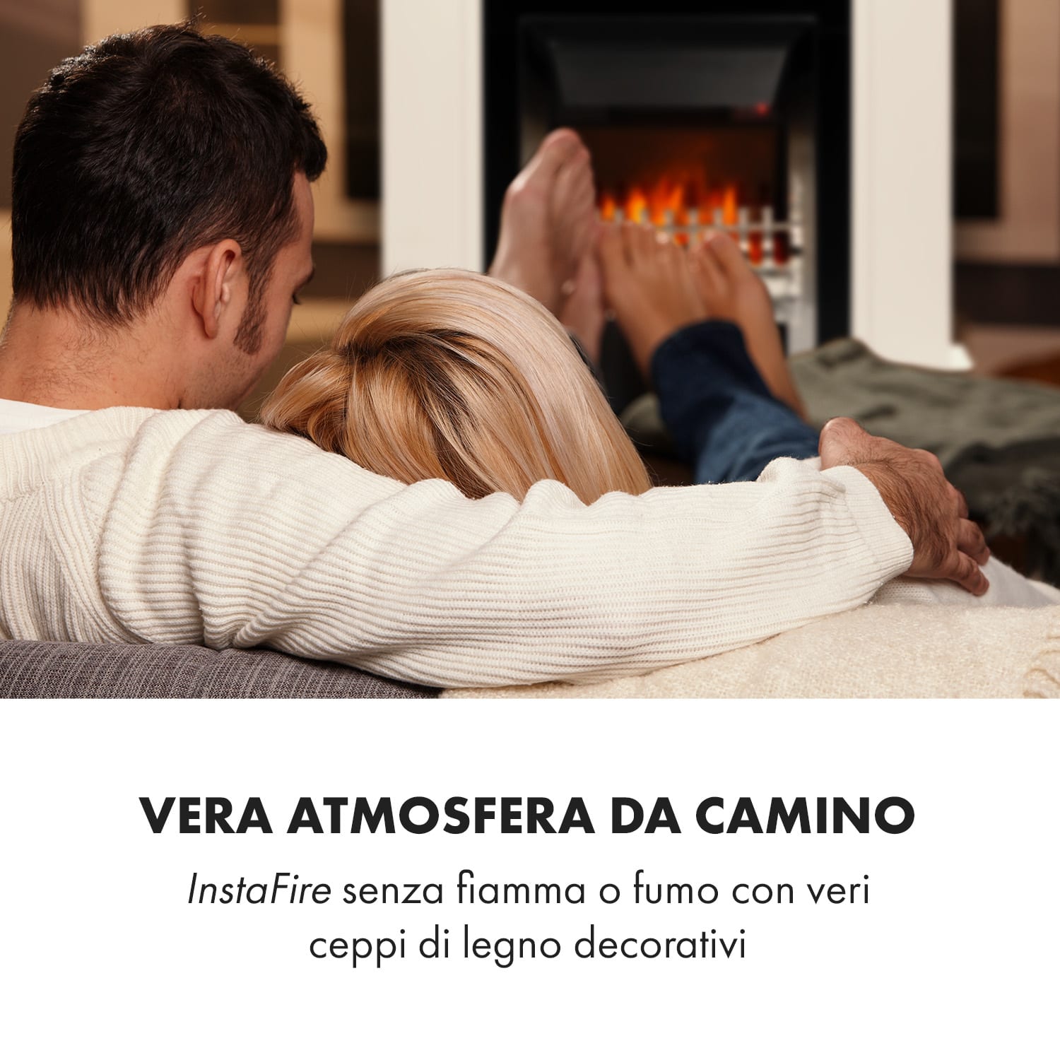 Verbier camino elettrico 1000 / 2000 W LED InstaFire termostato timer protezione surriscaldamento 